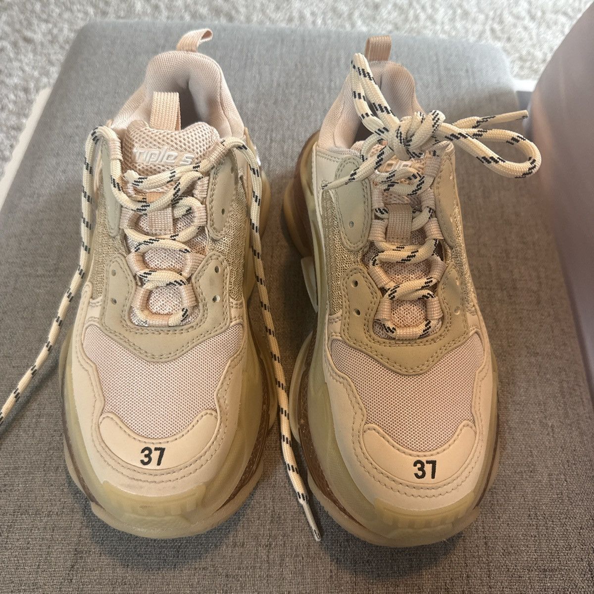 Balenciaga Balenciaga Triple S ( Beige ) Size US 7 / IT 37 - 2 Thumbnail
