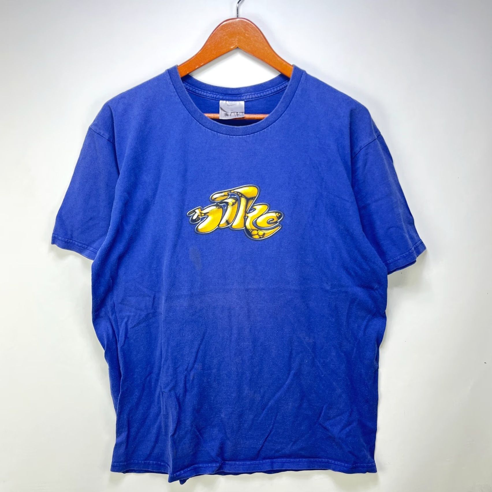 Nike VINTAGE Nike Bubble Letter Spellout Y2K Graffiti T Shirt M Skater Rare Blue Cotton Logo 90s Men Short Sleeve Mock Neck Nike Air 2000s Size US M / EU 48-50 / 2 - 2 Thumbnail