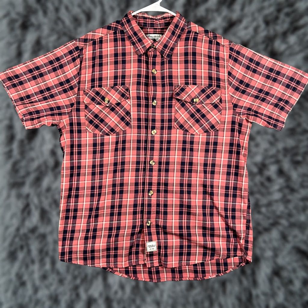 Eddie Bauer Eddie Bauer Shirt Mens XL Pink Plaid Short Sleeve Button Up Workwear Foreman Fit Size US XL / EU 56 / 4 - 1 Thumbnail