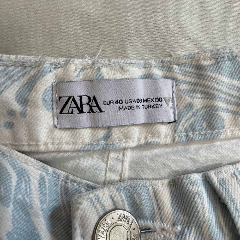 Zara NWT New Zara White Blue High Rise Shorts Size 8 Size 30" / US 8 / IT 44 - 7 Thumbnail
