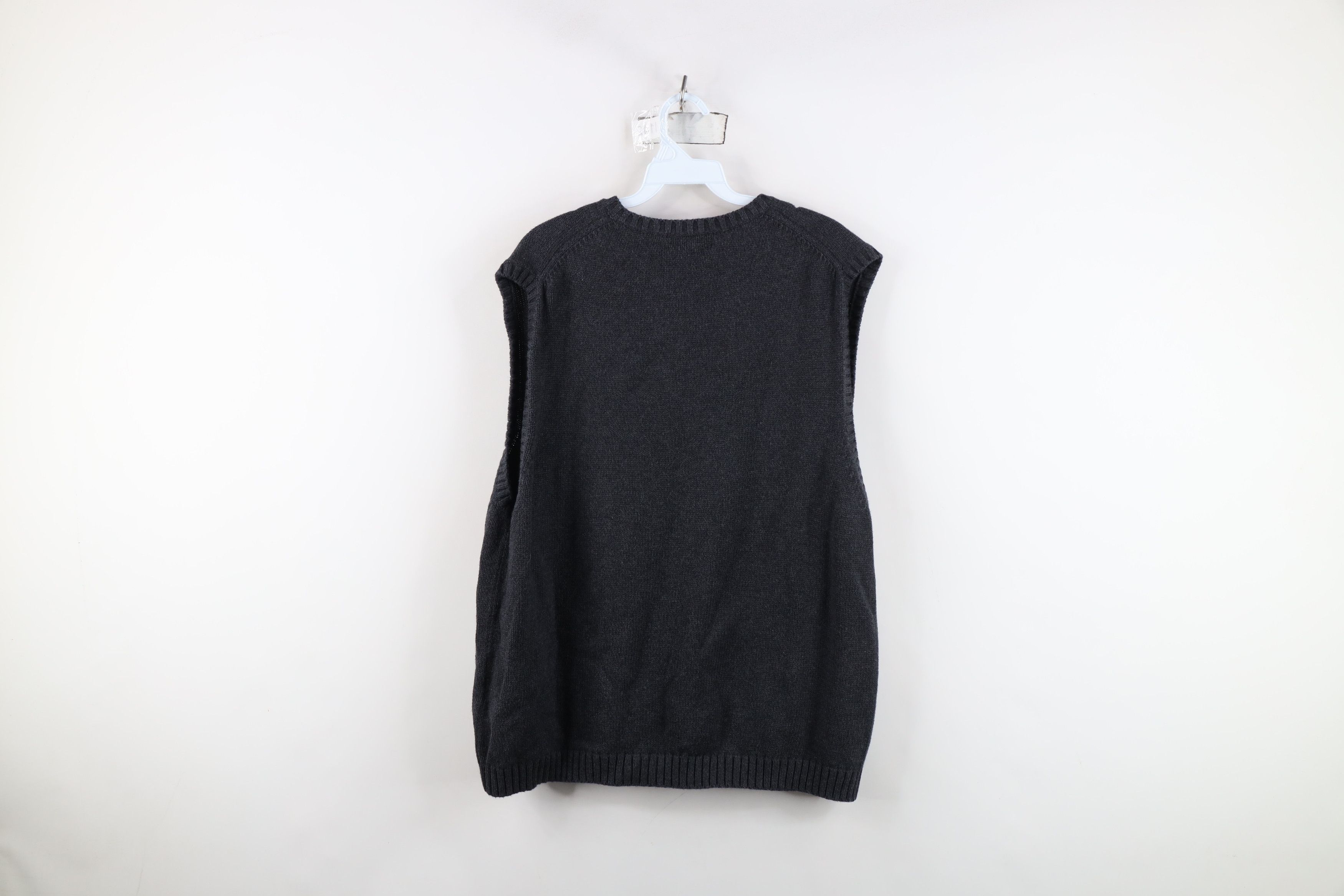 Lands' End Vintage 90s Lands End Cotton Knit Sweater Vest Charcoal Gray Size US XL / EU 56 / 4 - 8 Thumbnail