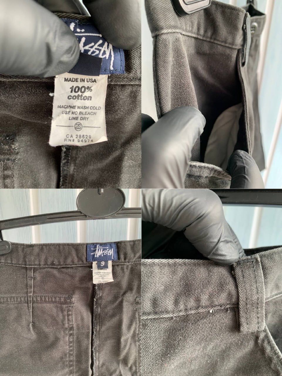 Stussy × Vintage Vintage Stussy Women Black Cotton Pockets Faded Midi Skirt Size 29" - 24 Thumbnail