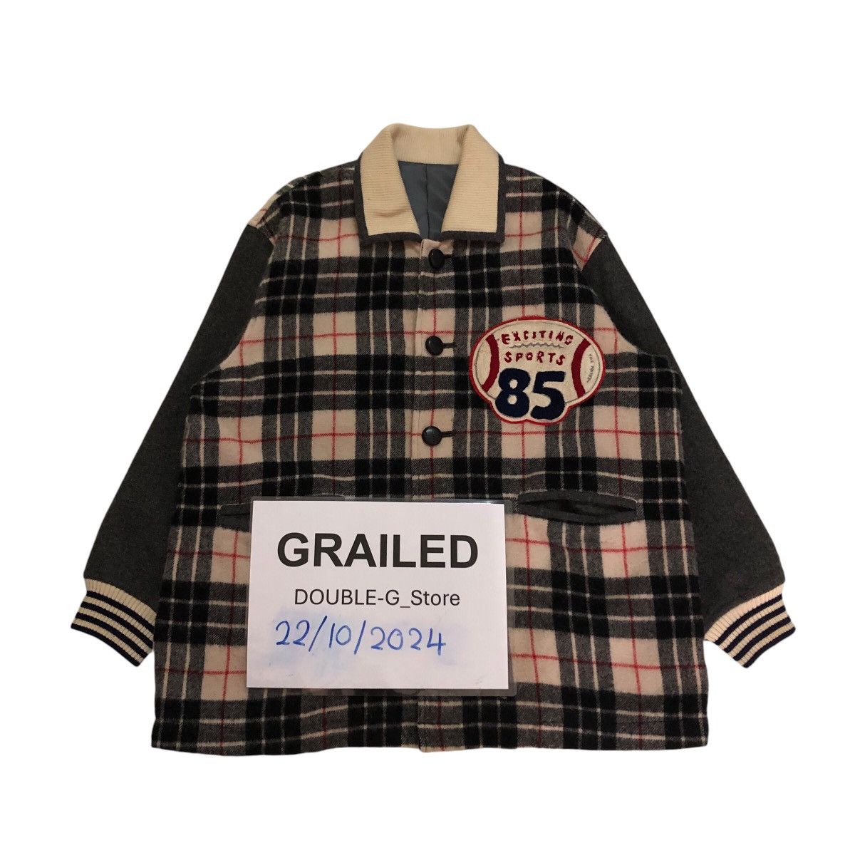Japanese Brand 📌Vintage Bomber Jacket Rugby Ball Design Tartan Big Logo Size US M / EU 48-50 / 2 - 1 Thumbnail