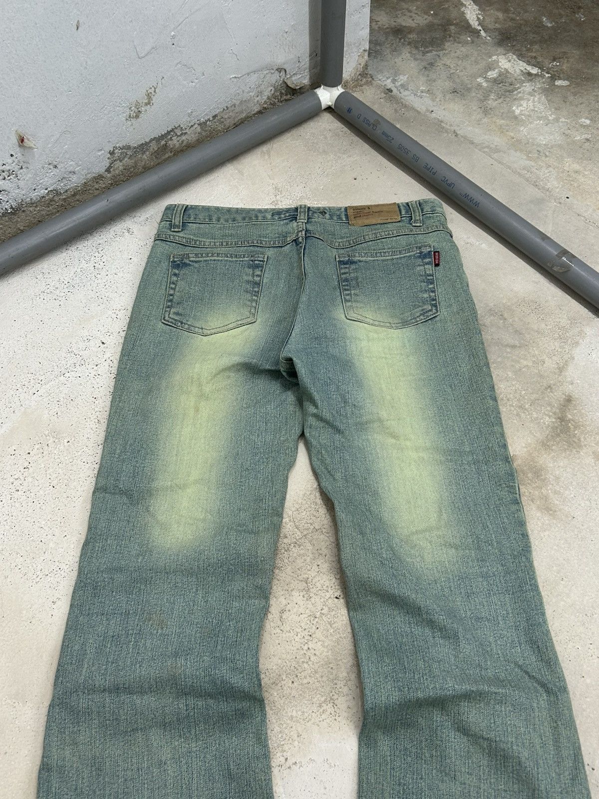 GOSTAR DE FUGA × Japanese Brand Interlow Unisex Jean Flare Mud Light Art Butterfly Paint Size US 29 - 13 Thumbnail