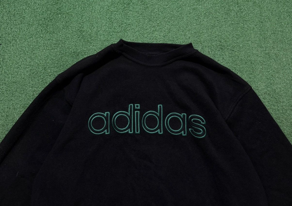 Adidas Adidas Fleece Crewneck Vintage 80s Black Size US L / EU 52-54 / 3 - 3 Thumbnail