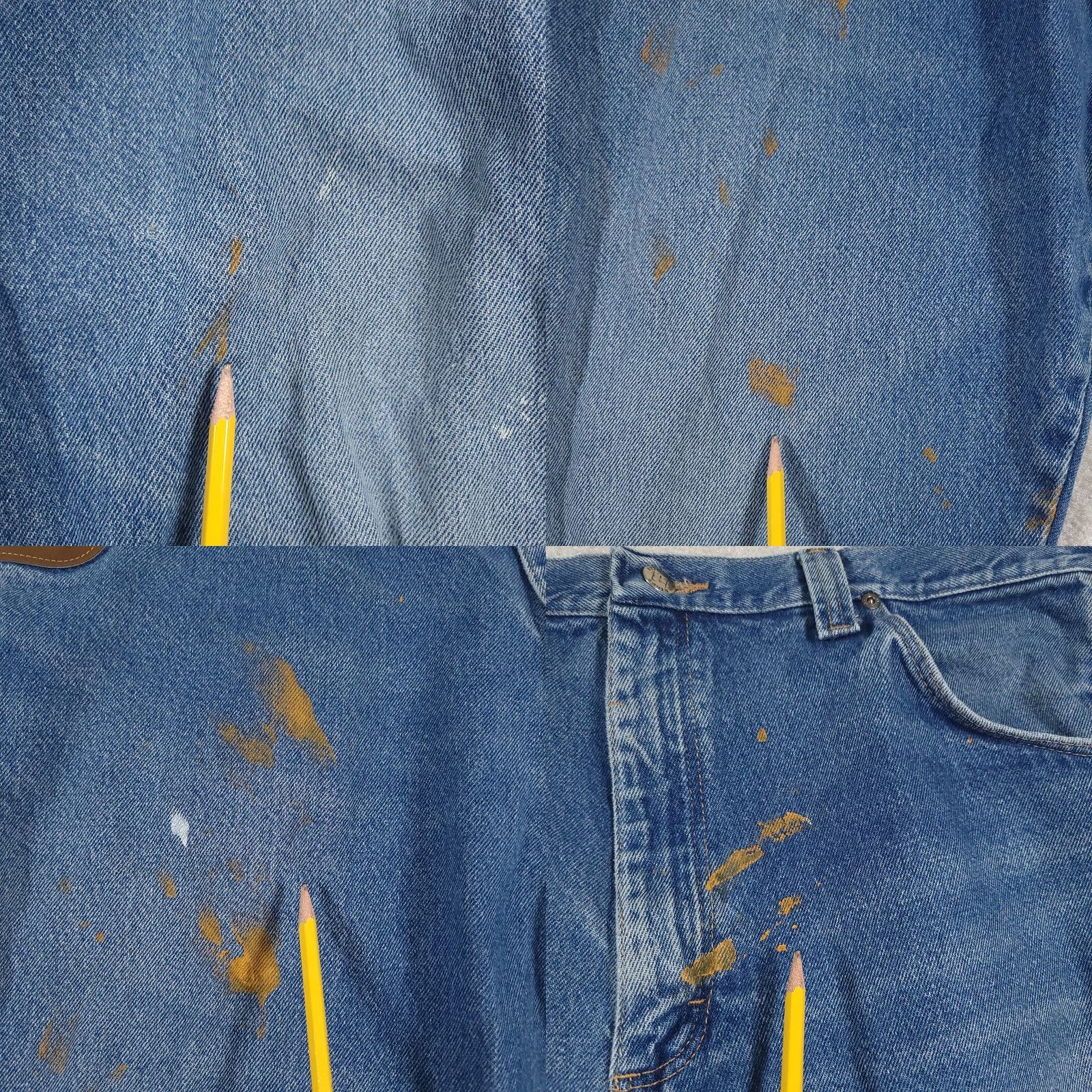 Wrangler VINTAGE Wrangler Riggs Jeans Mens 40x32 Blue Carpenter Workwear Distressed Paint Stains Size US 40 / EU 56 - 9 Thumbnail