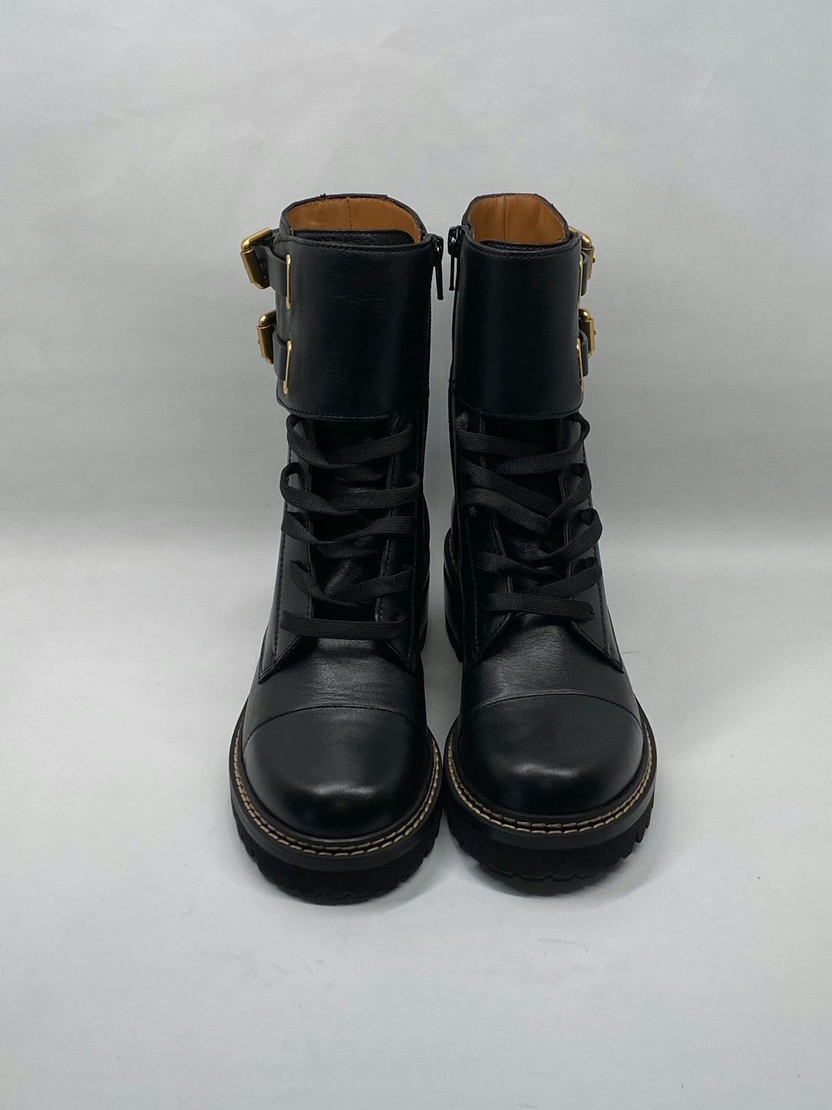 See by Chloe See By Chloe Mallory Leather Combat Boots size 35.5 Size US 5.5 / IT 35.5 - 4 Thumbnail