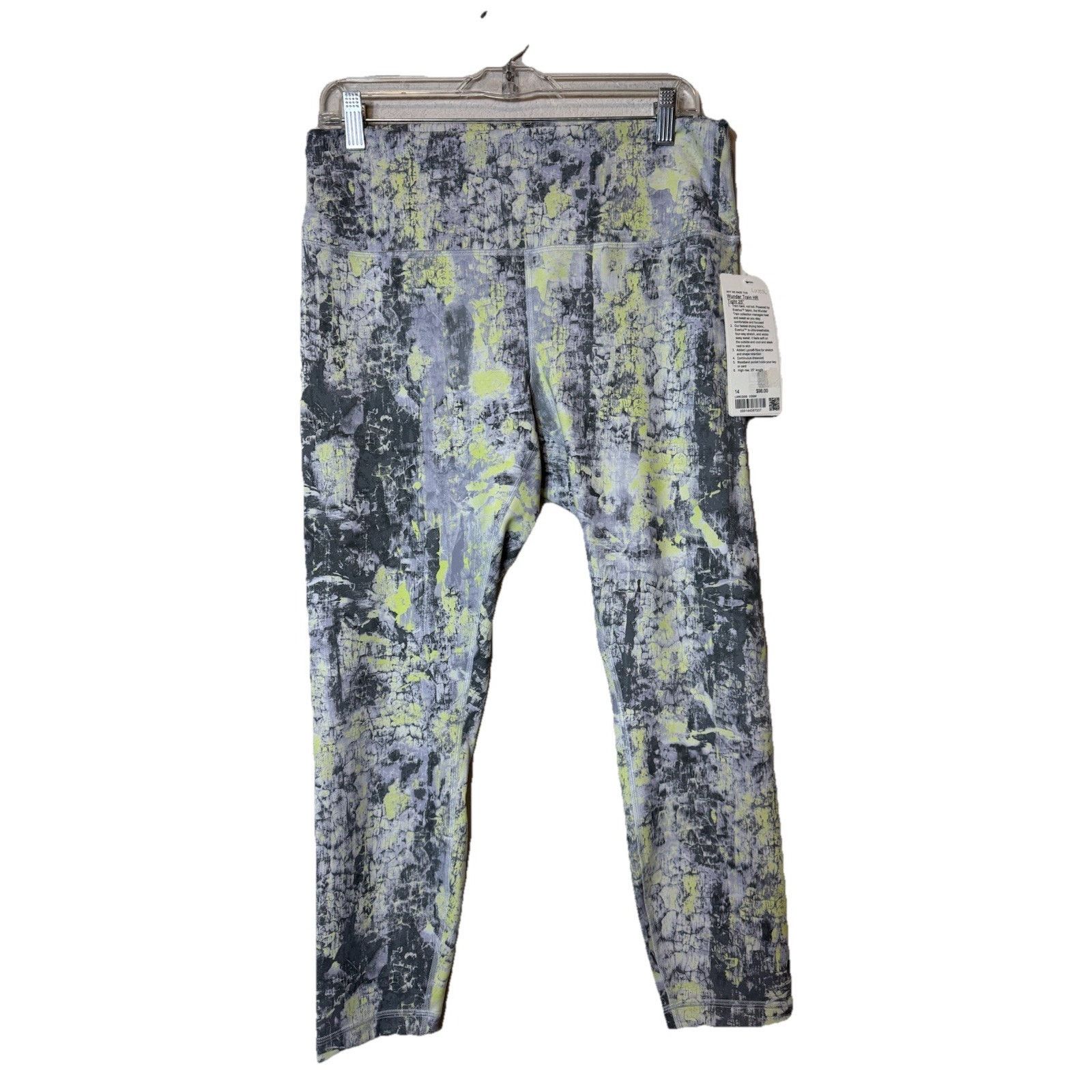Lululemon Lululemon Wunder Train HR Tight 25” Everlux Grey Yellow 14 Size 36" / US 14 / IT 50 - 1 Thumbnail