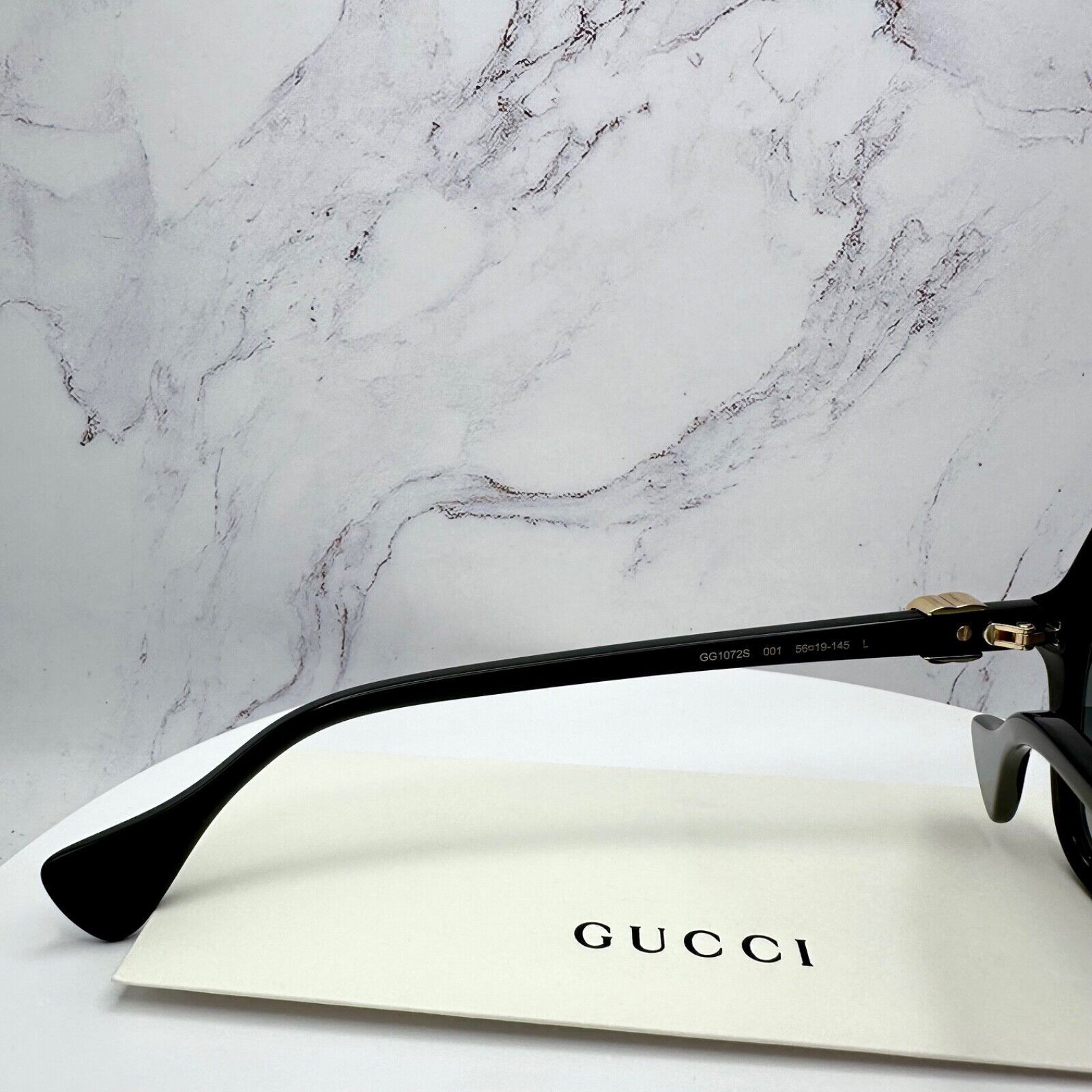 Gucci GUCCI Sunglasses New Black Oversized Acetate Gold Metal Logo Size ONE SIZE - 7 Thumbnail