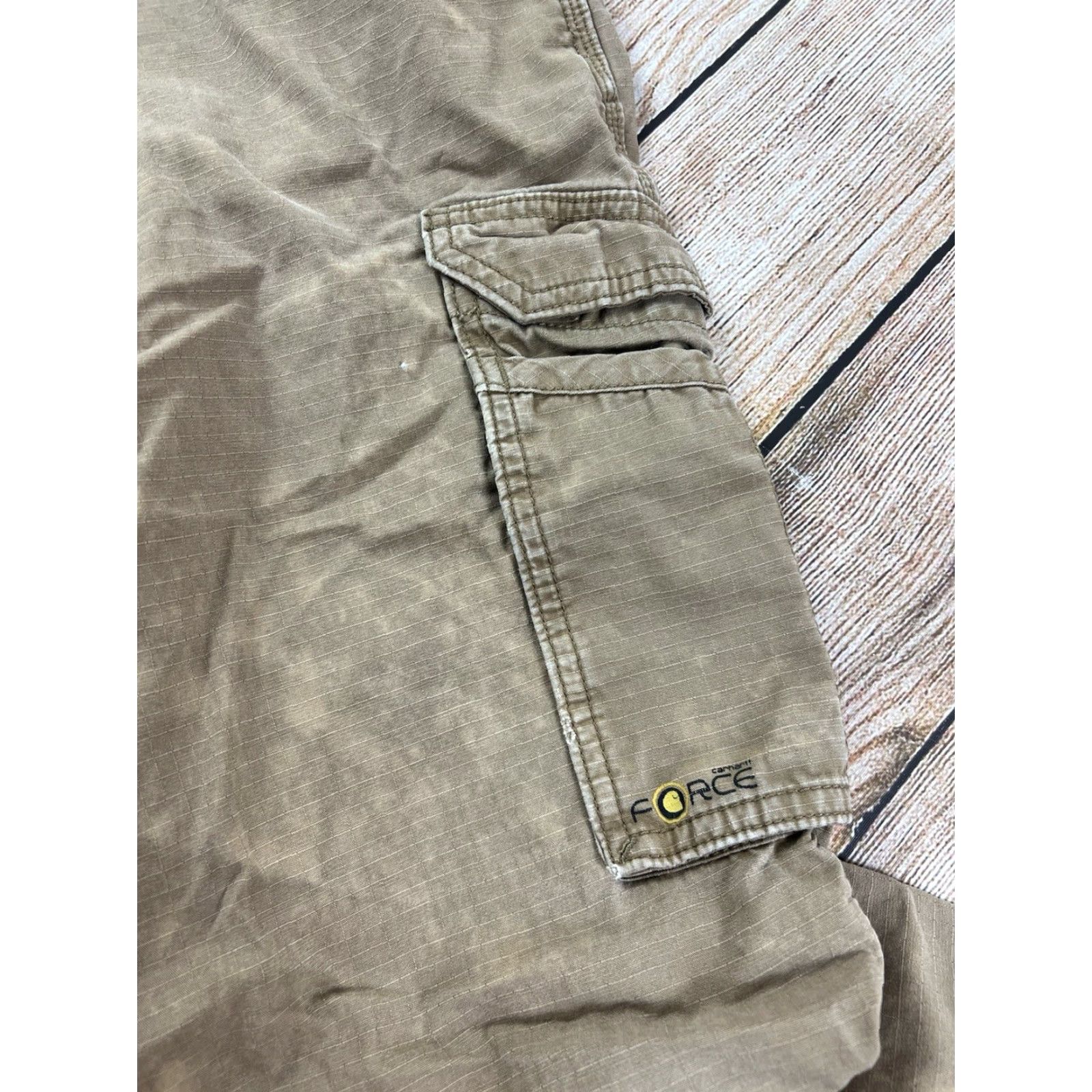 Carhartt VINTAGE Distressed Mens Carhartt Force Cargo Canvas Pants Khaki 36x32 Beige Workwear Pockets Mens Size US 36 / EU 52 - 4 Thumbnail