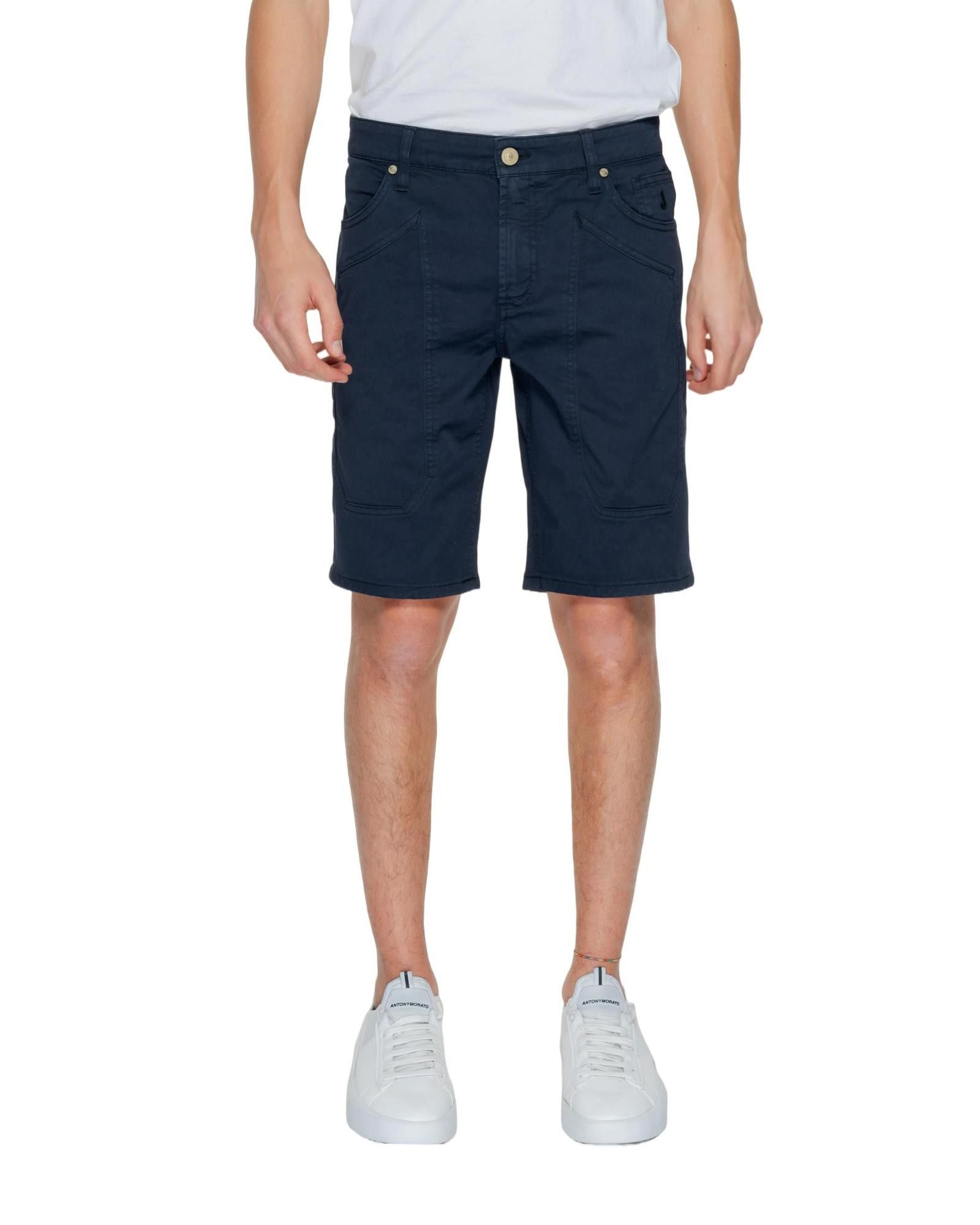 image of Jeckerson Cotton Shorts With Zip And Button Fastening And Pockets in Blue, Men's (Size 31)