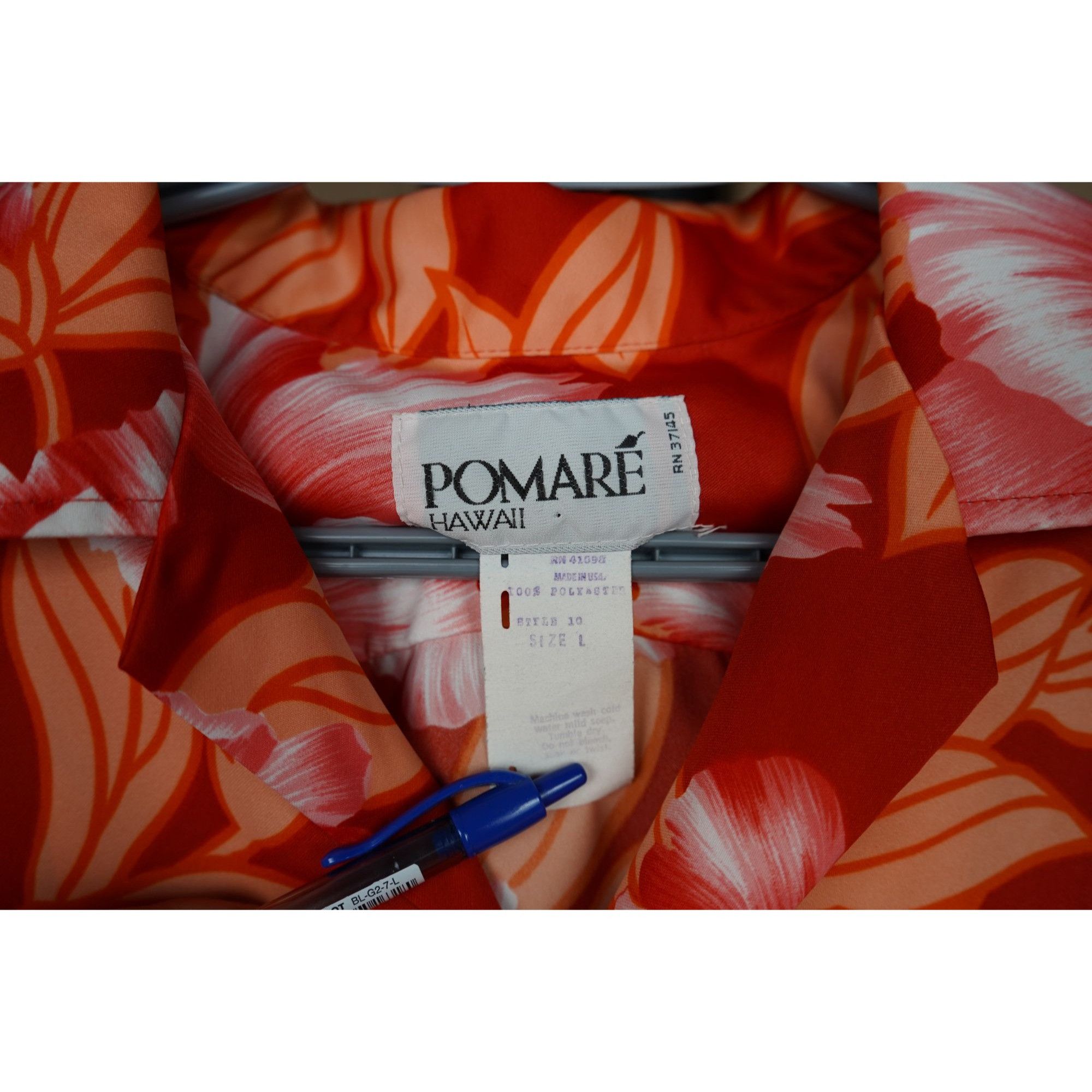 Other 90s Pomare Hawaii Red/Orange Men's L Hawaiian Shirt #363 Size US L / EU 52-54 / 3 - 5 Thumbnail