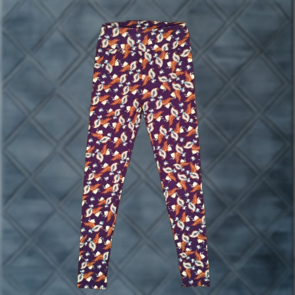Vintage **LuLaRoe Purple One Size Floral Leggings** User: LuLaRoe Purple One Size Floral Leggings Size 42" / US 20 - 1 Thumbnail