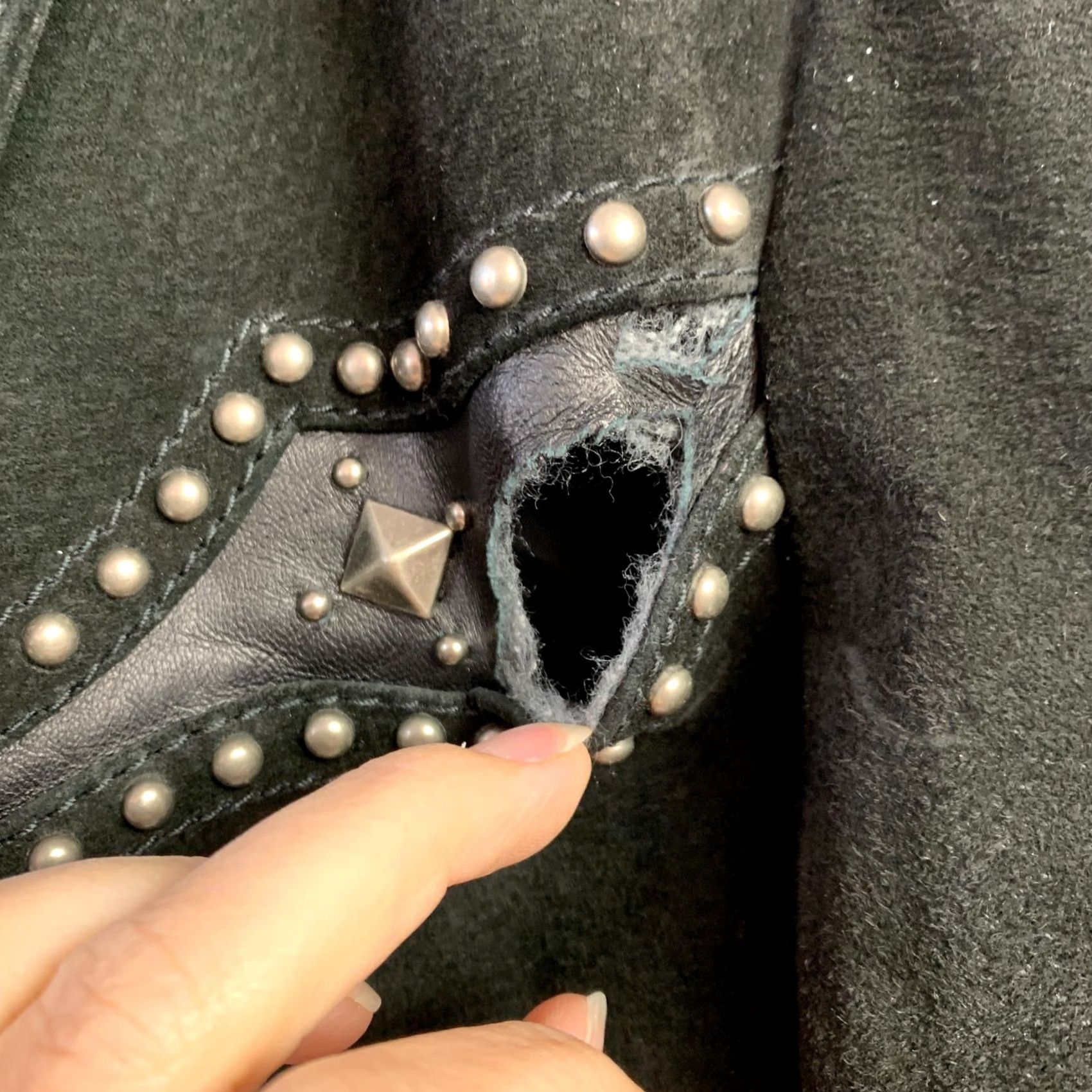 Vintage VINTAGE Cripple Creek Suede Studded Blazer Sport Jacket Mens 2XL Black 1990s Rockabilly Leather Formal Read Flawed Size 48R - 5 Thumbnail