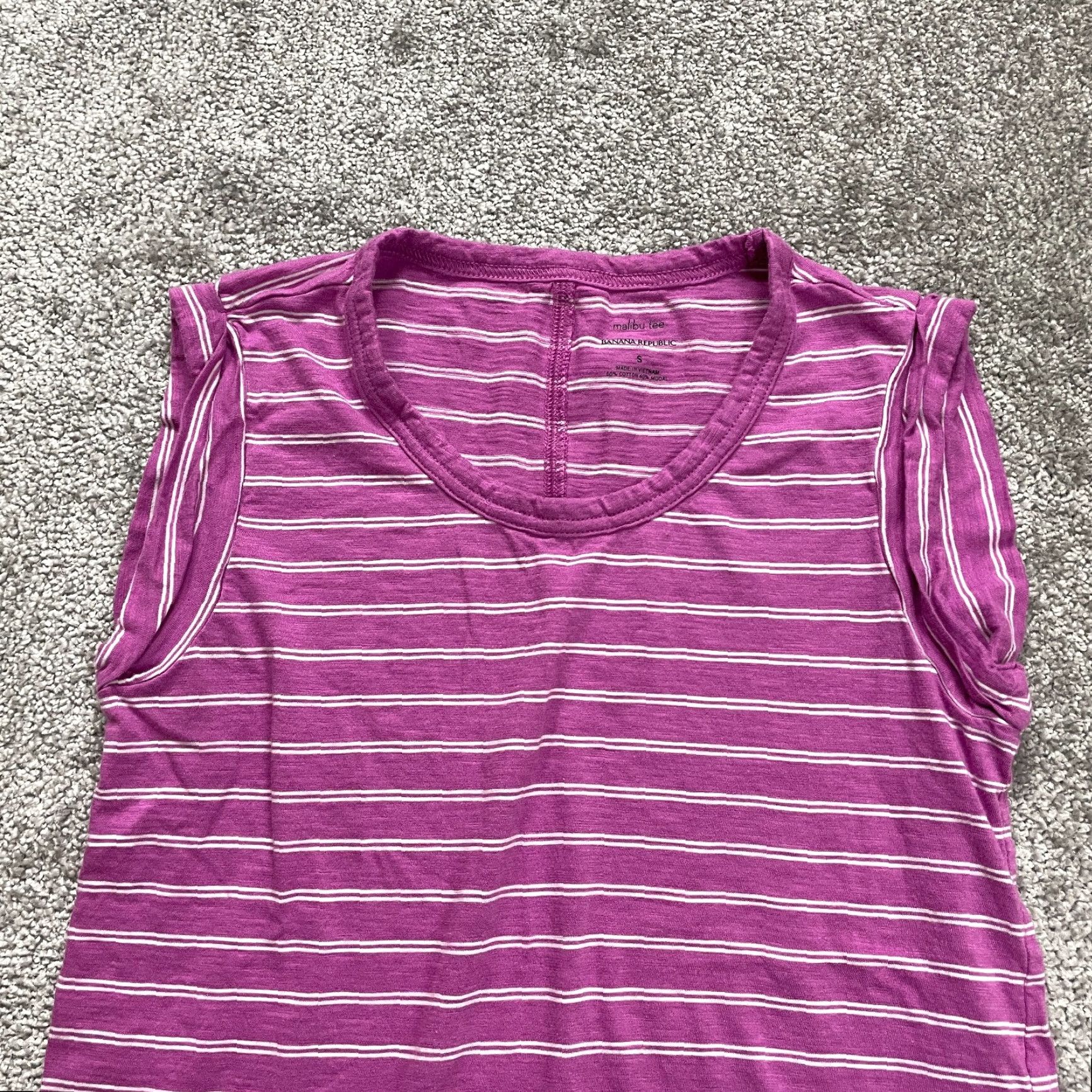 Banana Republic VINTAGE Banana Republic Tank Top Womens Small Sleeveless Striped Purple White Summer Casual Size S / US 4 / IT 40 - 3 Thumbnail