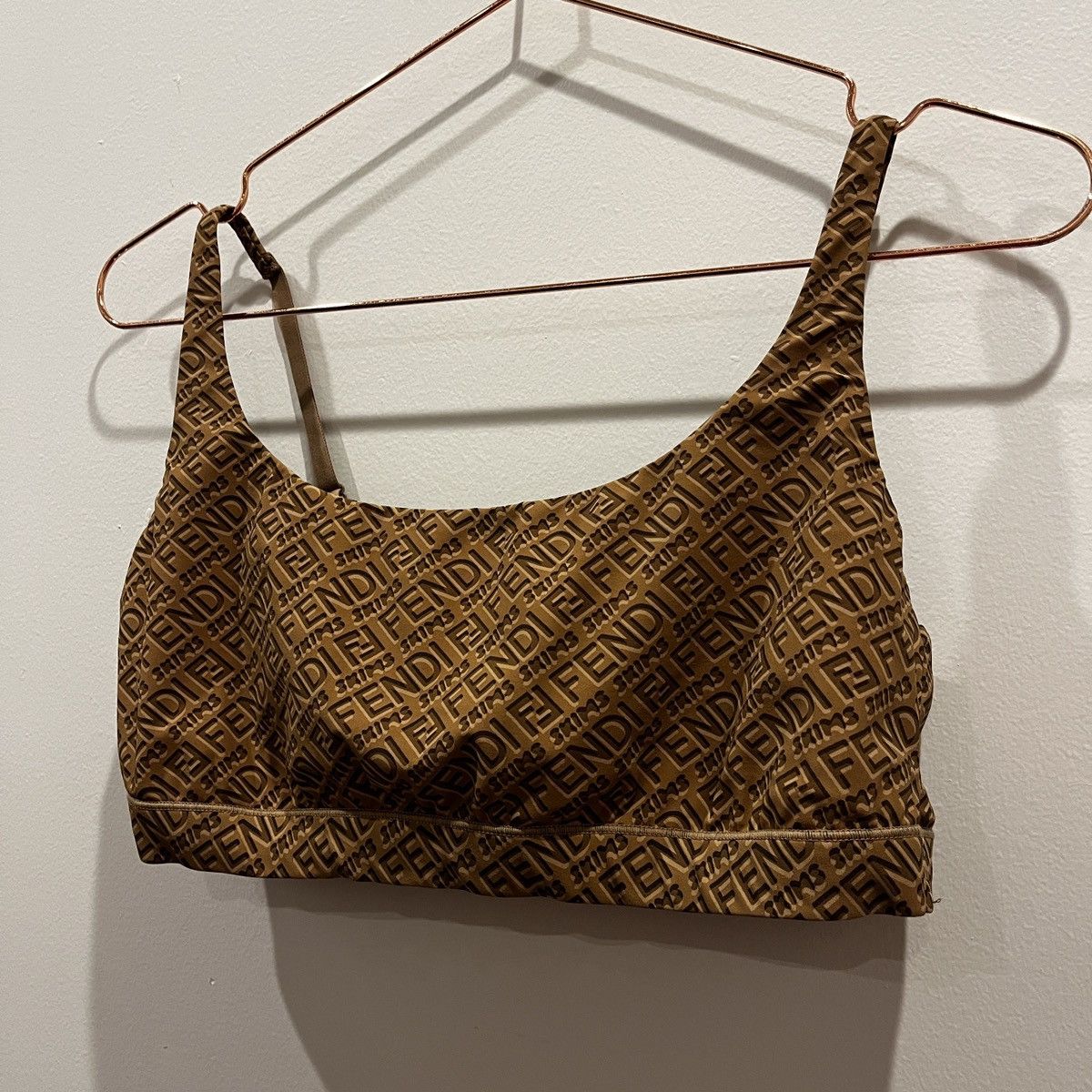 image of Fendi x Skims Printed Sports Bra in Tan, Women's (Size Large)