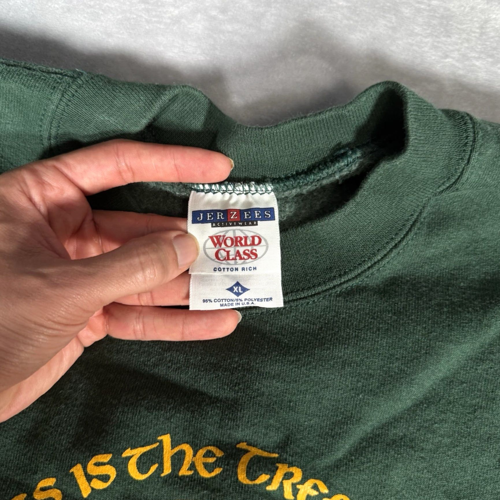 Vintage VINTAGE Sacred Heart Church New Jersey Sweatshirt Mens XL Made In USA Green 90s Size US XL / EU 56 / 4 - 3 Thumbnail