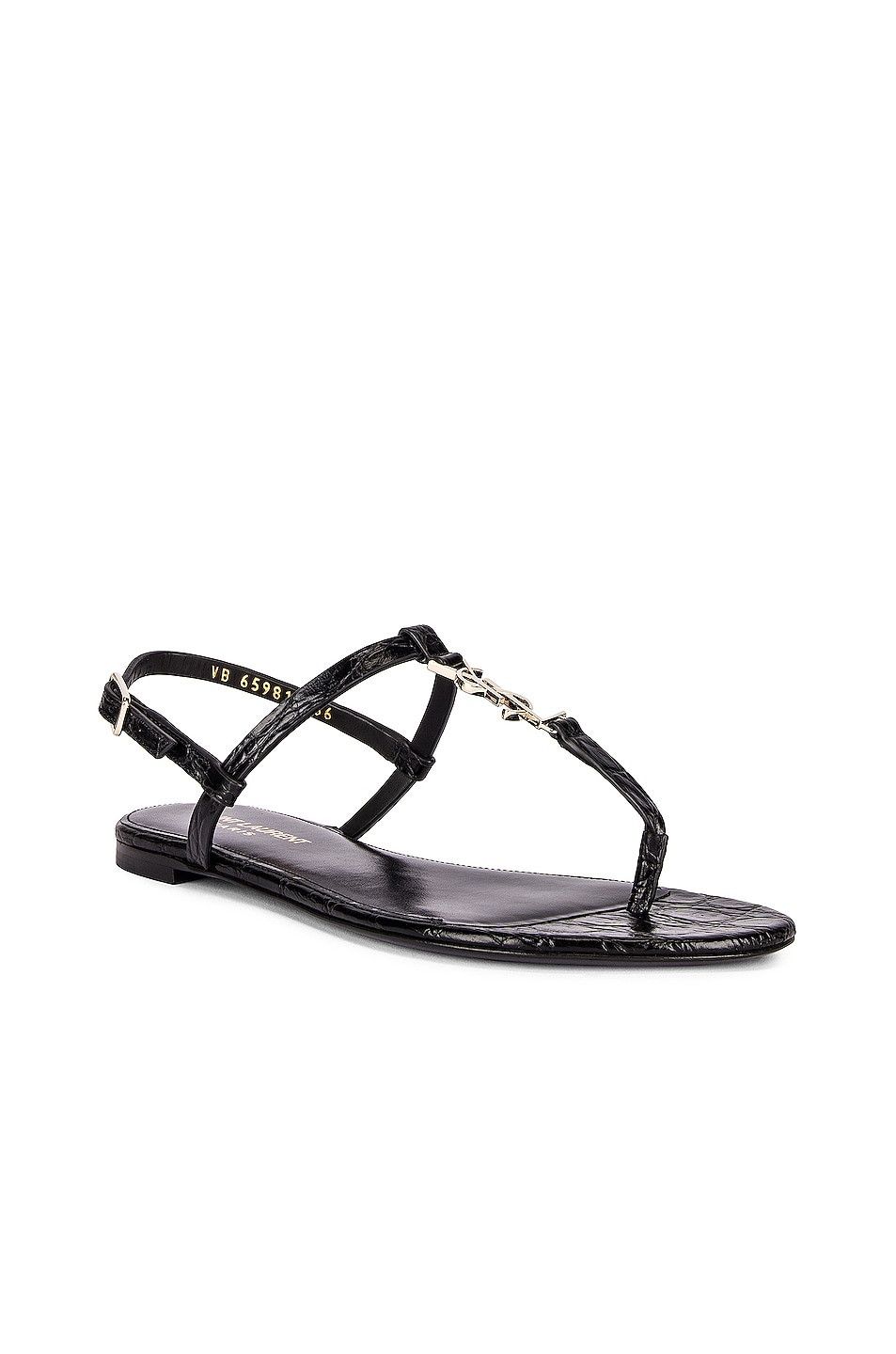 Saint Laurent Paris oc11z1125 Cassandra Sandals in Crocodile Embossed Leather Size US 5 / IT 35 - 3 Thumbnail