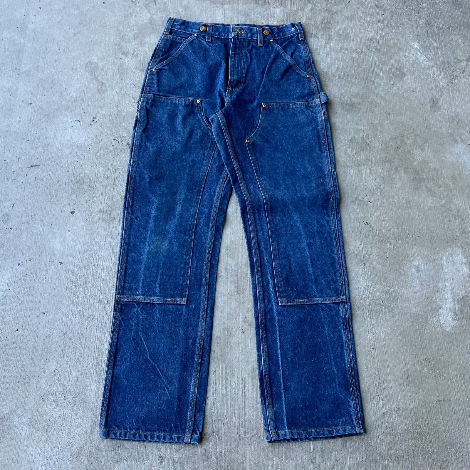 Carhartt × Vintage Carhartt denim blue jean double knee work carpenter pants Size US 31 - 1 Thumbnail
