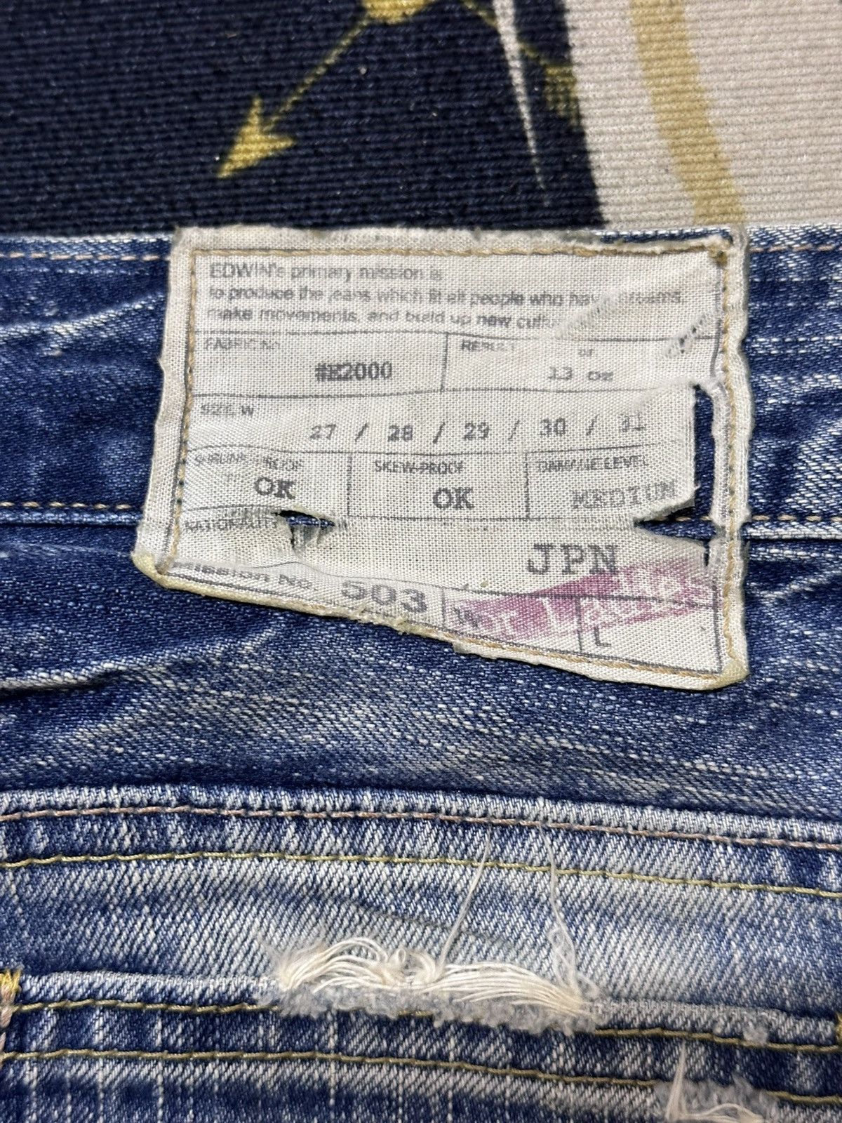 Edwin Vintage Edwin 503 Faded Wash Grunge Distressed Denim Size US 29 - 10 Thumbnail