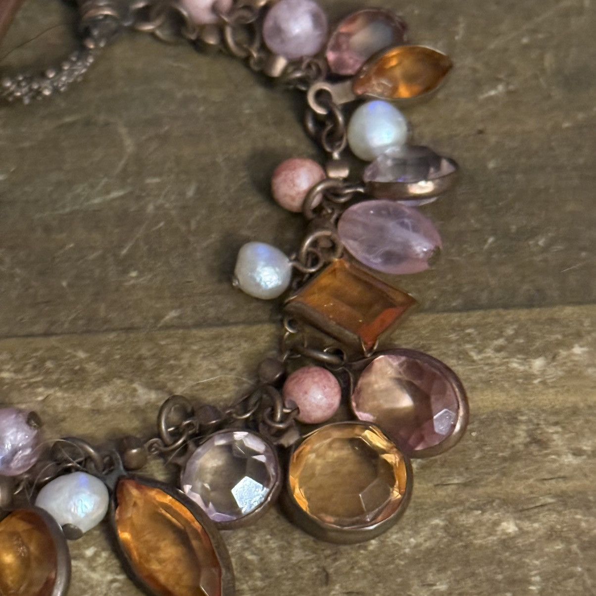 Other Bronze tone bezeled stones and pearls charm toggle bracelet Size ONE SIZE - 5 Thumbnail