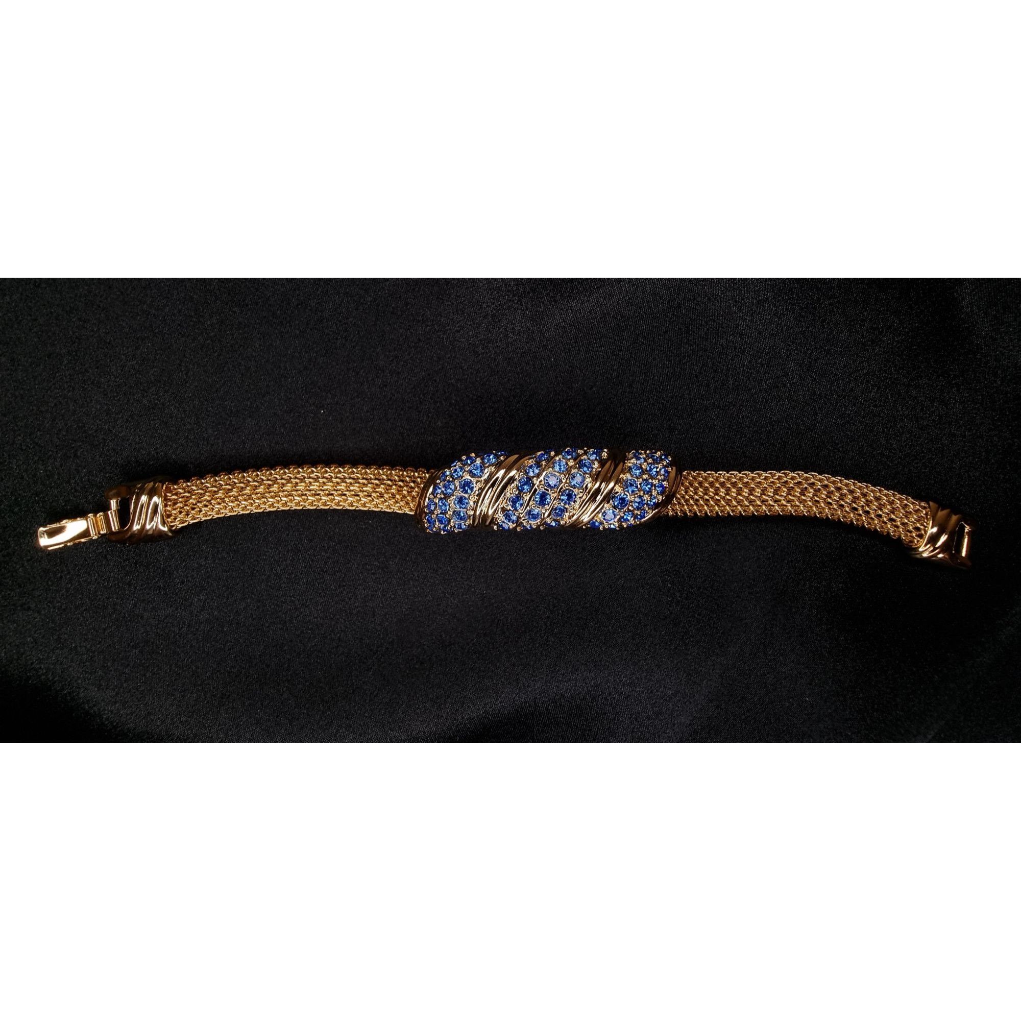 Vintage Vintage JBK Gold-Tone Bracelet With Blue Rhinestone Accents Size ONE SIZE - 3 Thumbnail