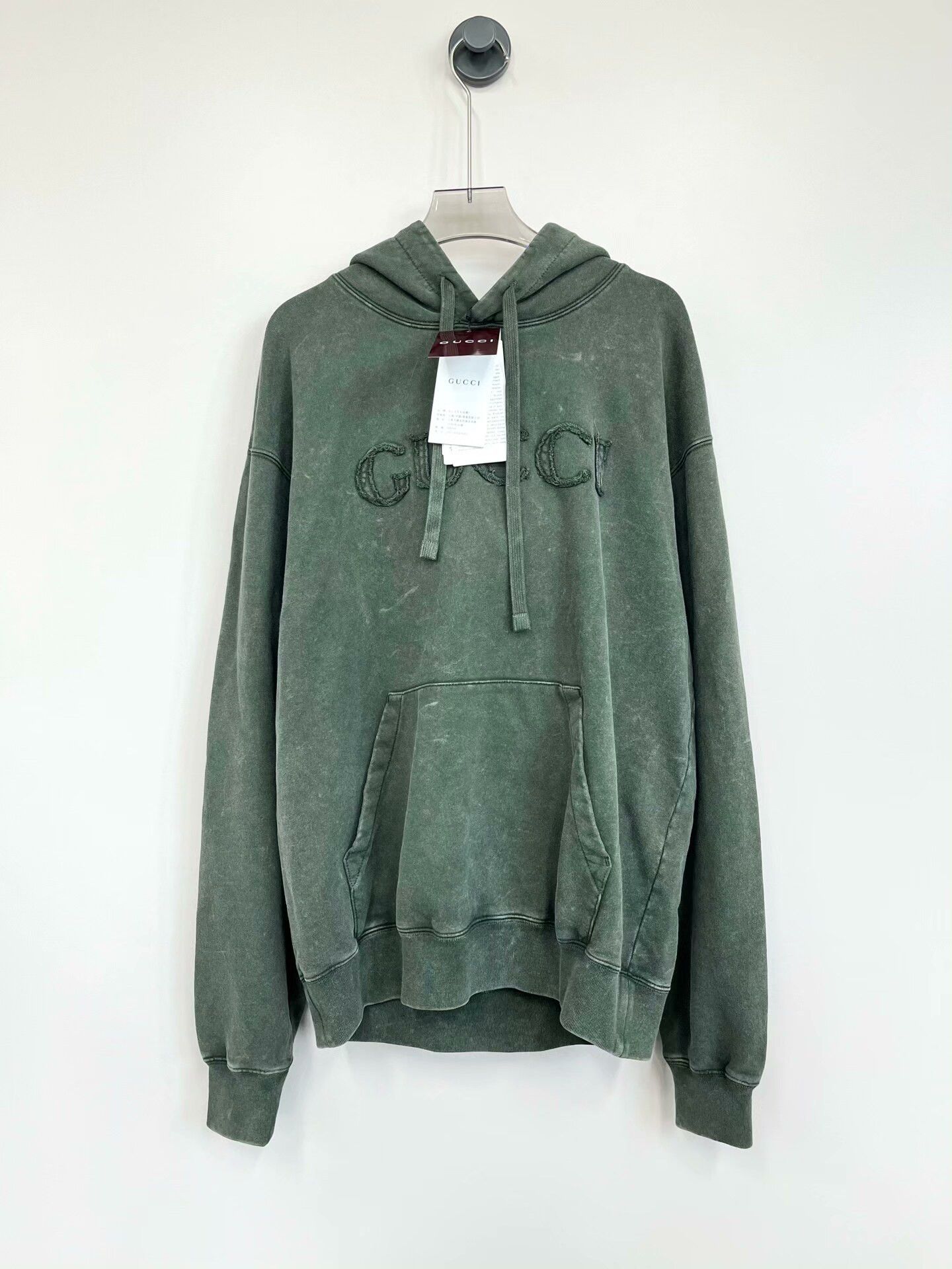 Gucci Gucci Green Embroidered Logo Hoodie XS Size US XS / EU 42 / 0 - 1 Thumbnail
