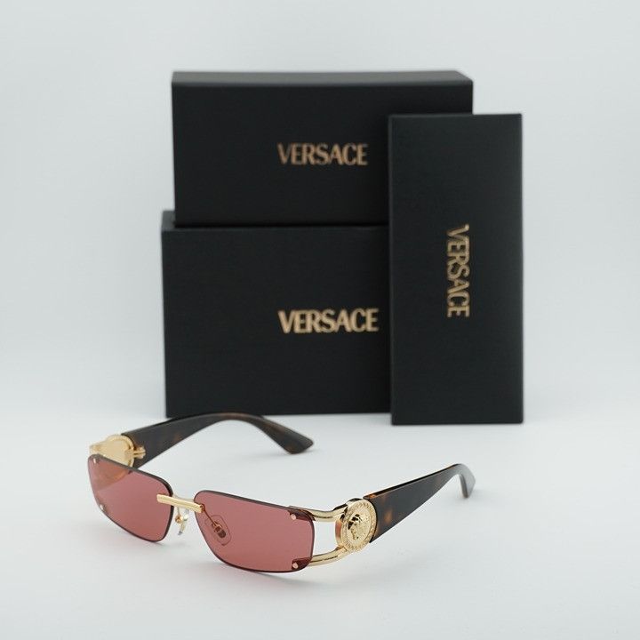 Versace Versace VE2291 100275 Sunglasses Gold/Havana Rectangle Frame Size ONE SIZE - 11 Thumbnail