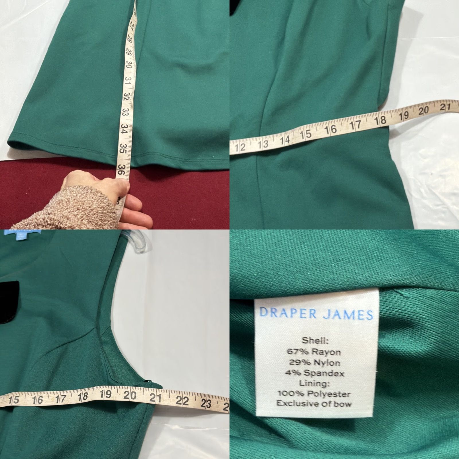 Vintage Draper James XL Green Sleeveless Velvet BLACK BOW TIE Ponte Dress pockets Flared Size XL / US 12-14 / IT 48-50 - 8 Thumbnail