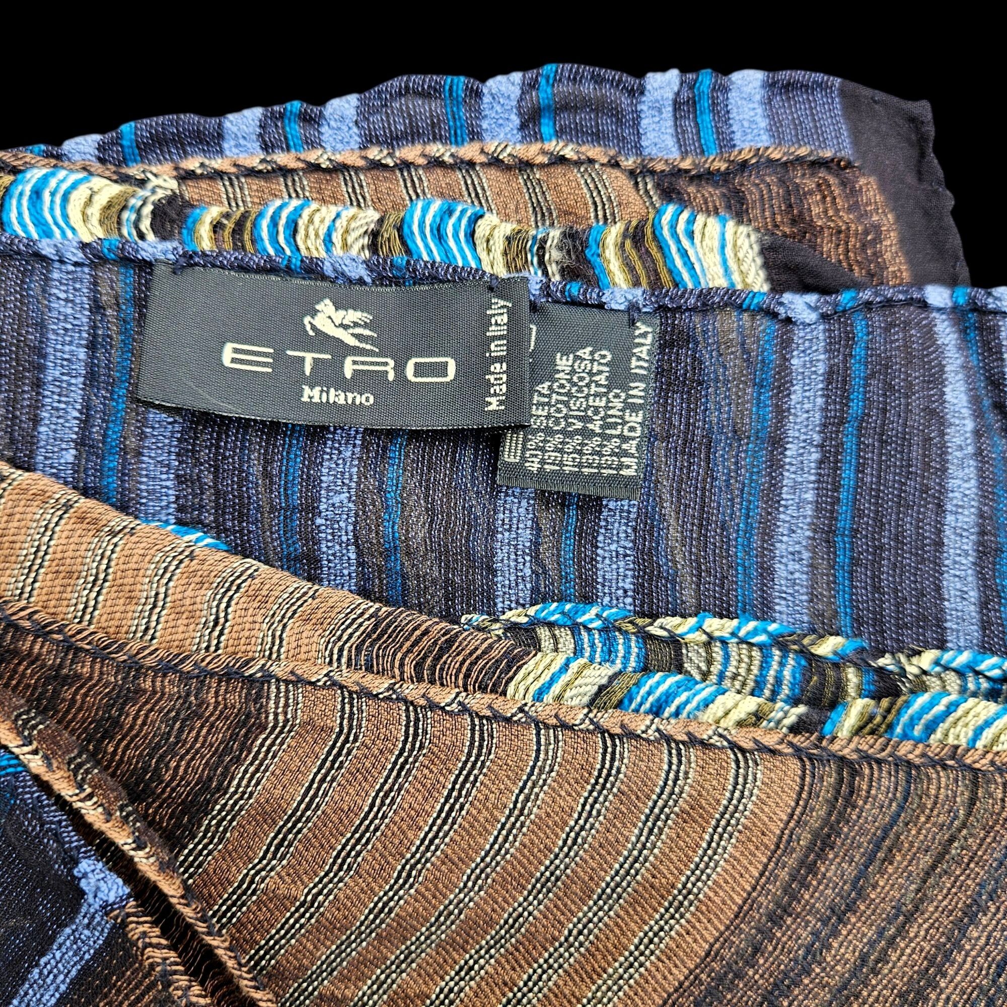 Etro Vintage Etro Milano 40% Silk Woven Stripe Shawl 26 x 80" Size ONE SIZE - 3 Thumbnail