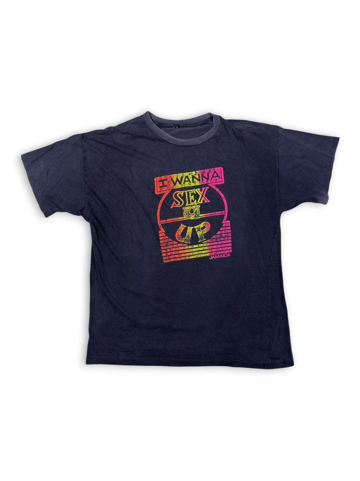 Vintage *RARE* I WANNA SEX YOU UP VINTAGE 90s 1990s BLACK FADED TEE Size US XL / EU 56 / 4 - 1 Thumbnail