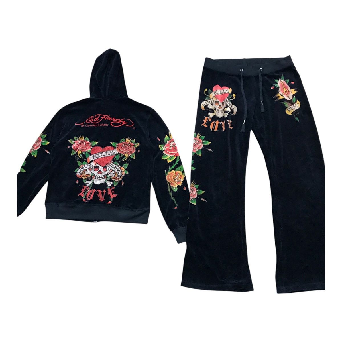 Christian Audigier × Ed Hardy EdHardy ChristianAudigier Velvet Embroidered Set Jacket/Pant Size US S / EU 44-46 / 1 - 1 Thumbnail