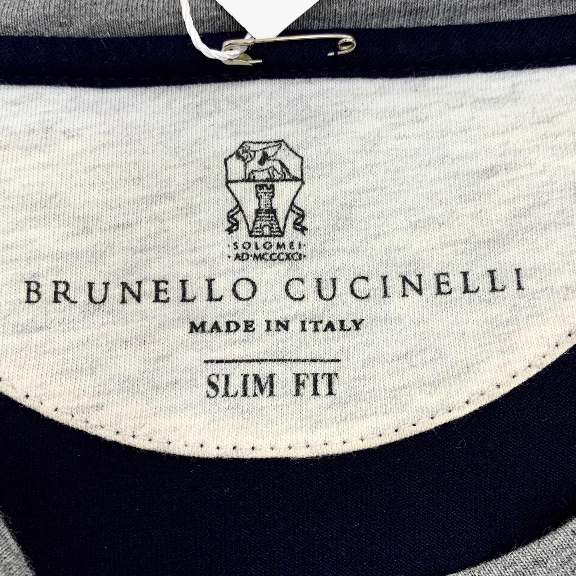 Brunello Cucinelli Brunello Cucinelli Navy Logo Embroidered Cotton Crewneck T-S Size US S / EU 44-46 / 1 - 2 Thumbnail