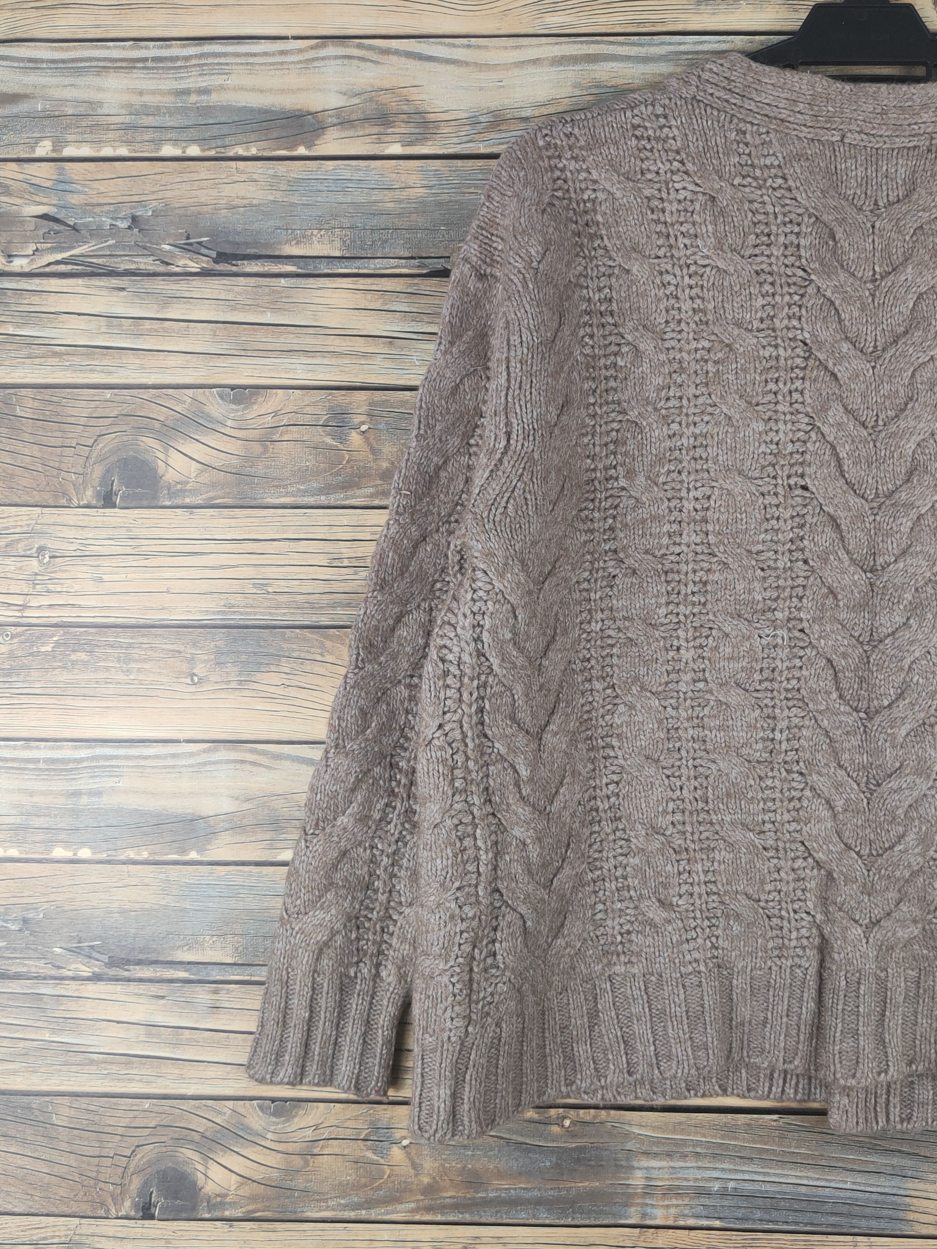 Aran Isles Knitwear × Japanese Brand Uniqlo Brown cable Knitwear Cardigan #W1214 Size M / US 6-8 / IT 42-44 - 8 Thumbnail
