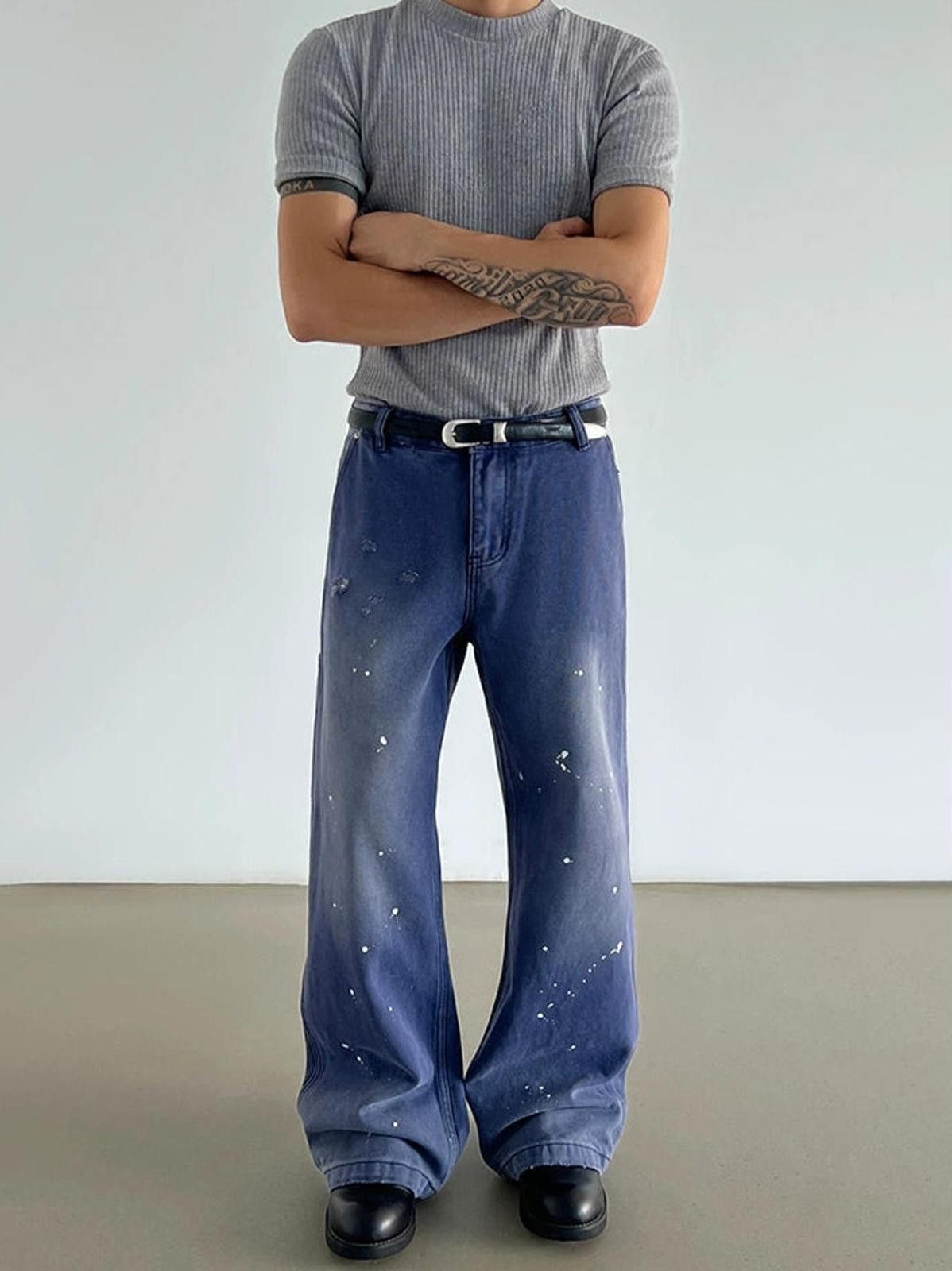 Vintage Paint Splatter Distressed Wide-Leg Jeans Size US 32 / EU 48 - 2 Thumbnail