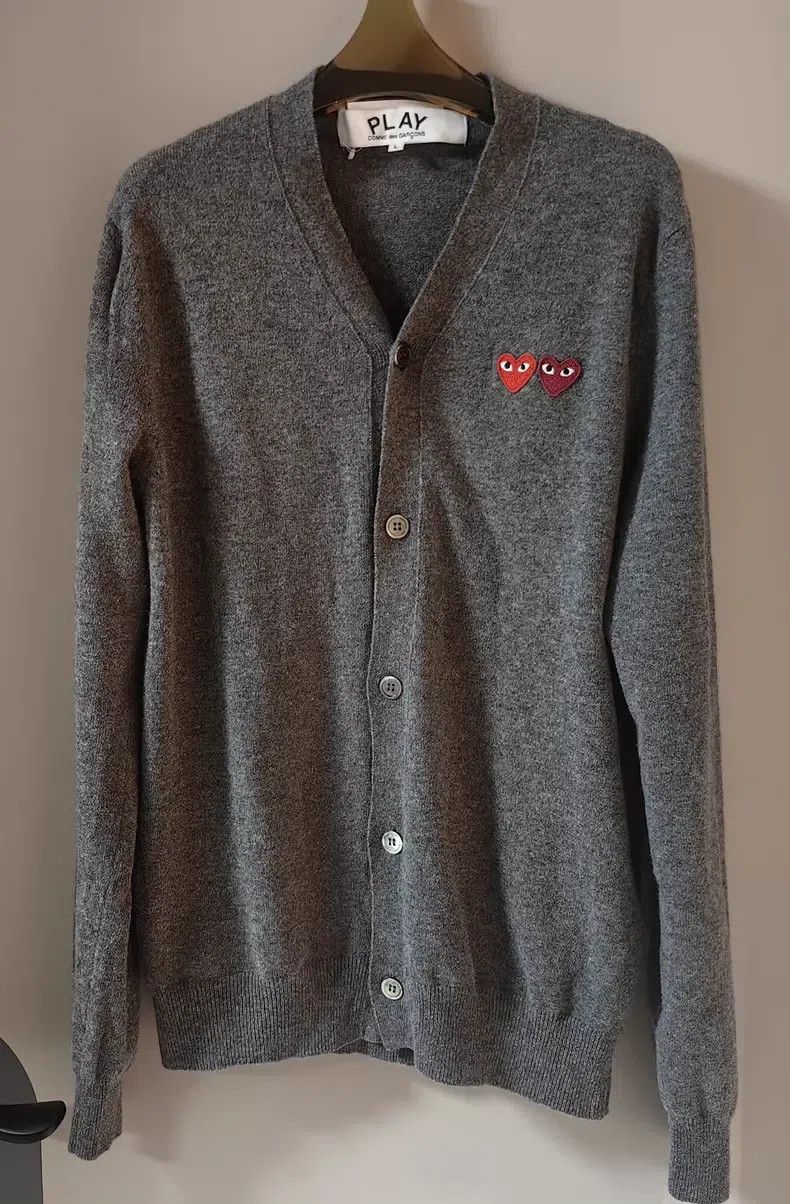 Comme des Garcons Comme Des Garcons Double Heart Embroidered Wool Cardigan Size L / US 10 / IT 46 - 1 Thumbnail