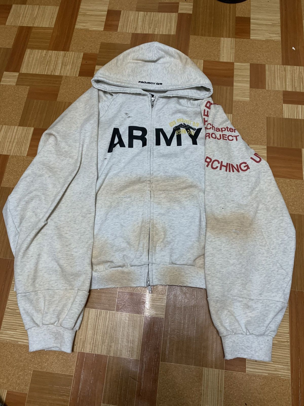 ［希少］PROJECT G/R ARMY ZIP HOODIE SIZE 1 Project G/R Reconstructed Folded Army Zip Hoodie (Dirty