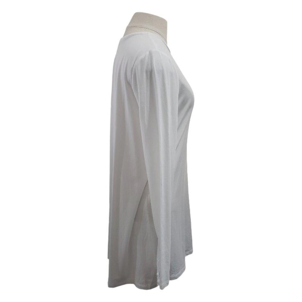 Eileen Fisher CT1810 Eileen Fisher Long Sleeve White Crew Neck Tee S/P Size S / US 4 / IT 40 - 2 Thumbnail