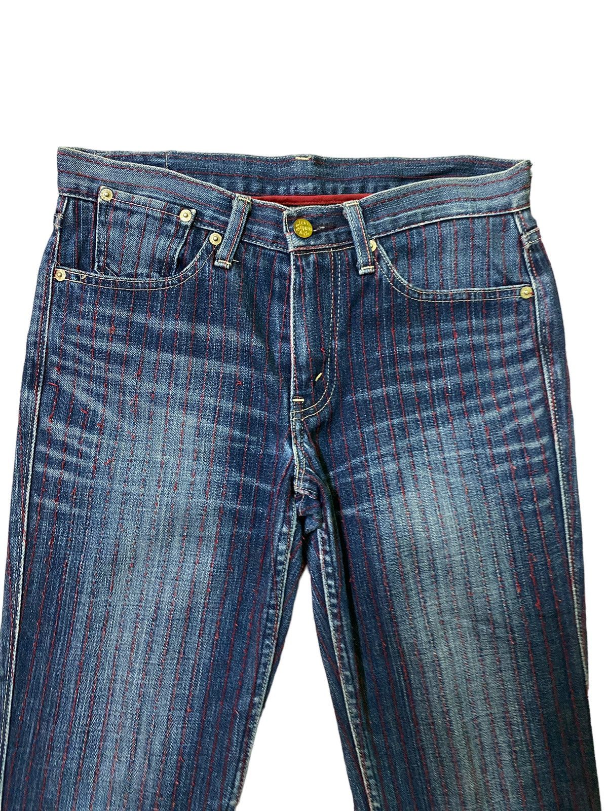 Levi's × Levi's Vintage Clothing × Vintage Vintage Levi's Japan Red Striped Distressed Denim Jeans Size US 28 / EU 44 - 3 Thumbnail