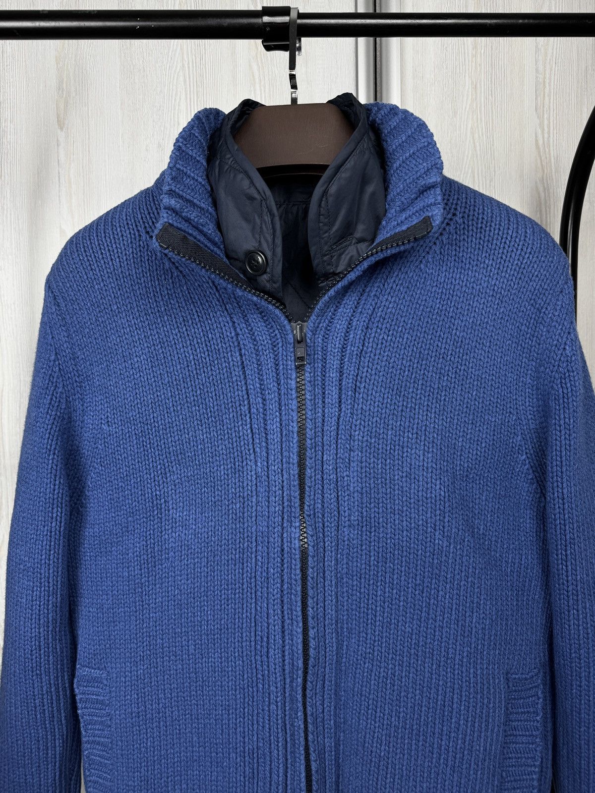 Fay Fay Blue knitted wool bomber jacket with lining size 50 Size US M / EU 48-50 / 2 - 3 Thumbnail