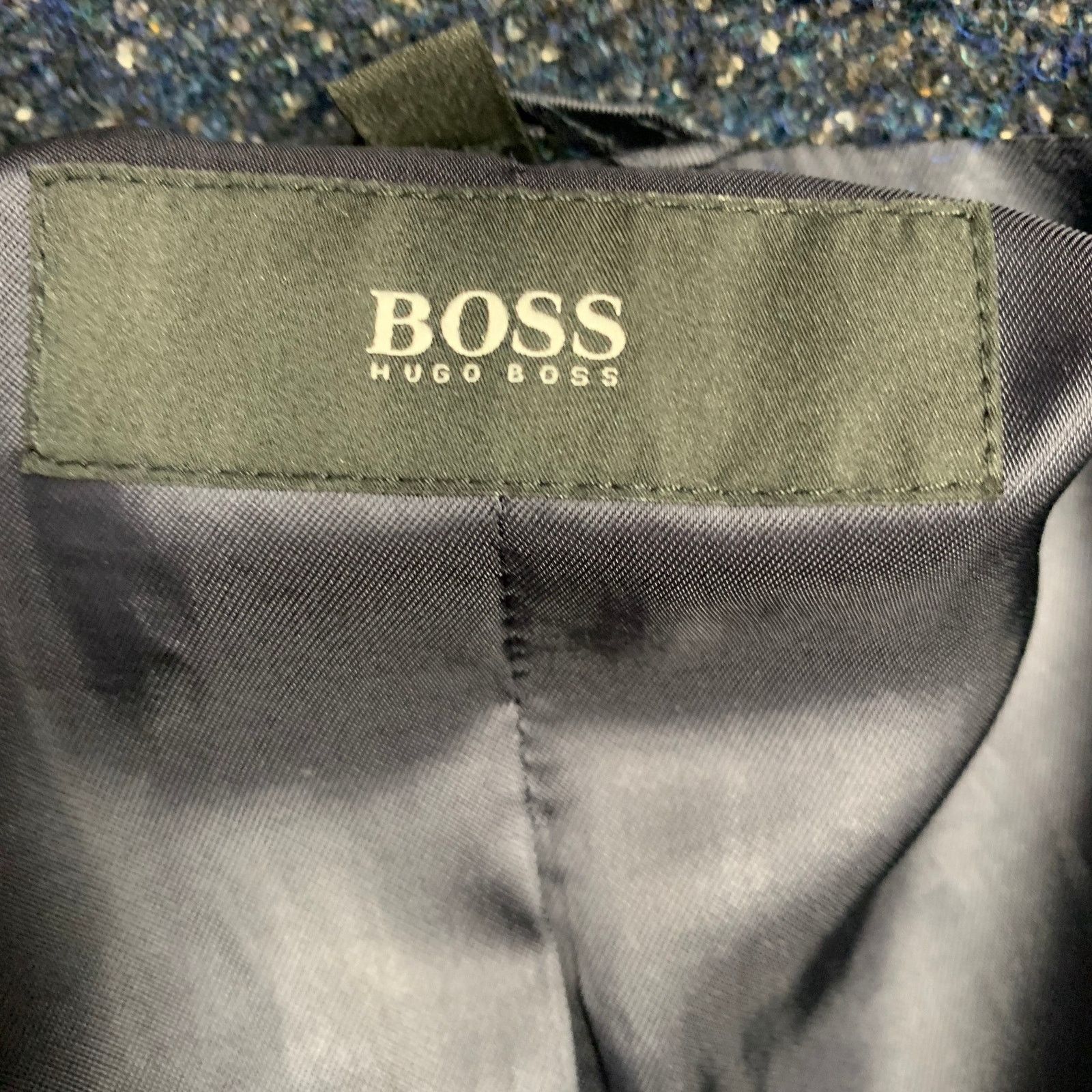 Hugo Boss HUGO BOSS Size 42 Navy Taupe Nailhead Virgin Wool Blend Coat Size US L / EU 52-54 / 3 - 6 Thumbnail