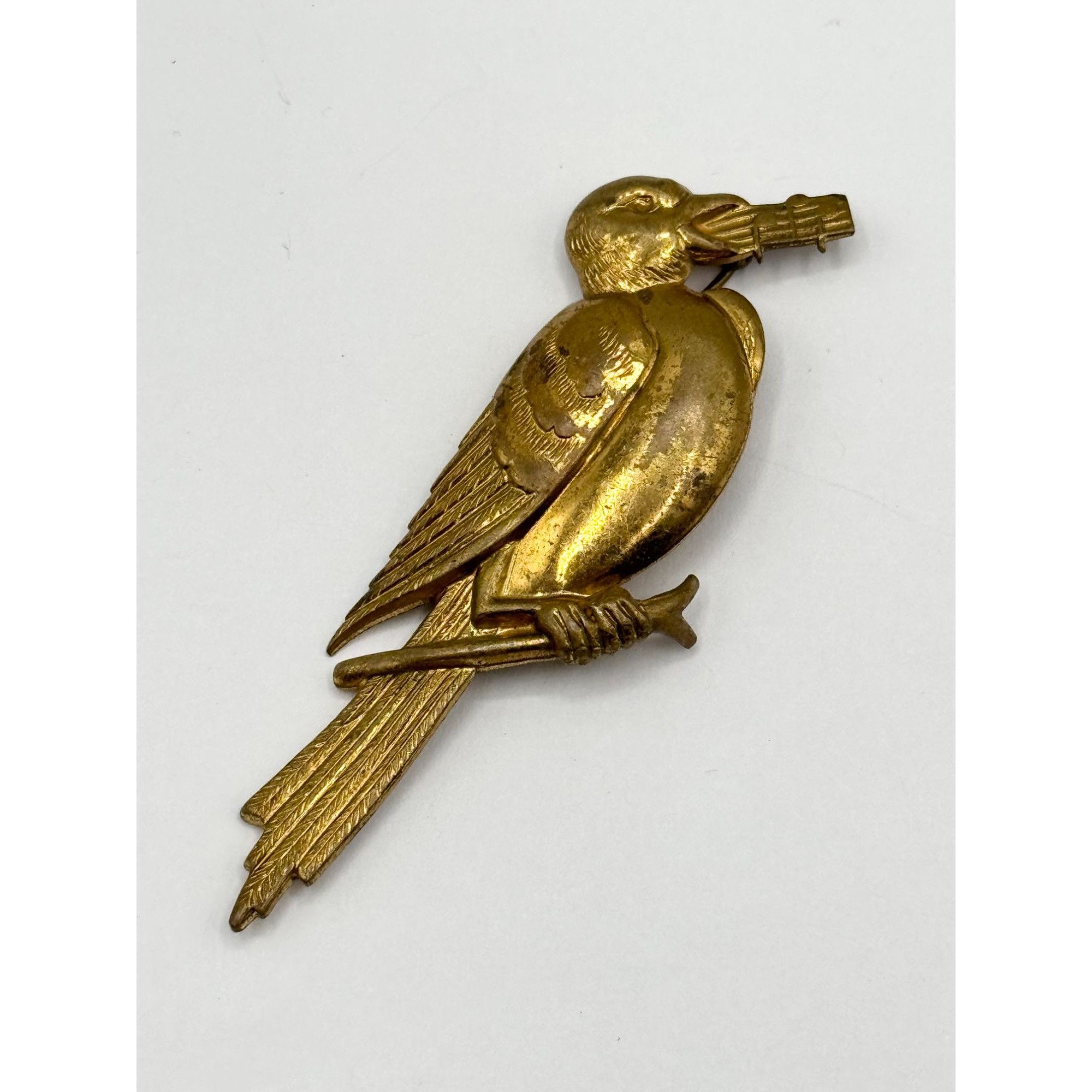 Vintage Estate singing bird metal brooch pin Size ONE SIZE - 4 Thumbnail