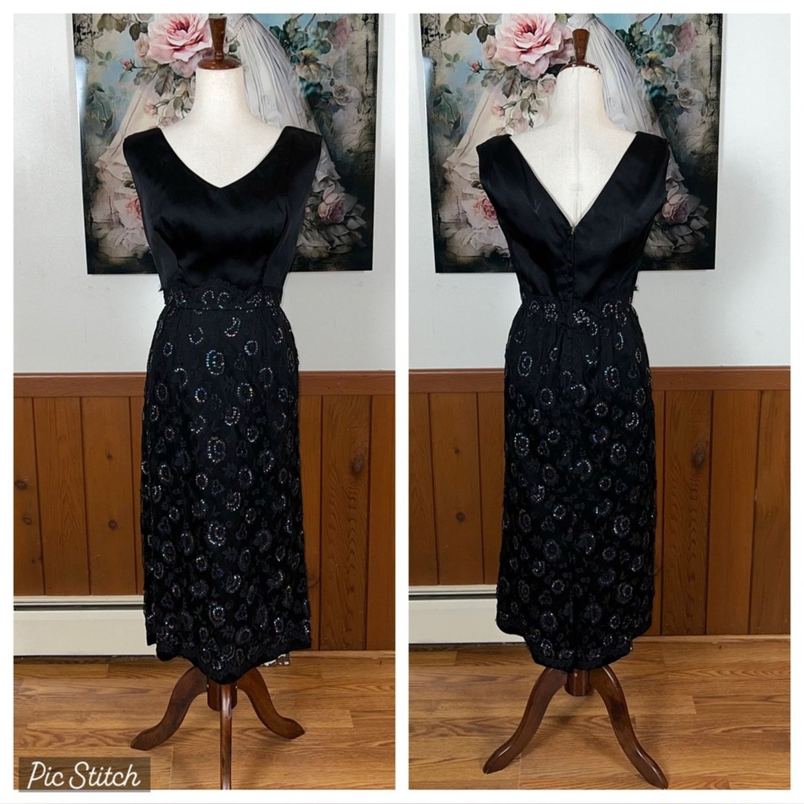 Vintage Vintage 1950s Fazzi Black Rainbow Sequin Cocktail Dress! Size L / US 10 / IT 46 - 1 Thumbnail