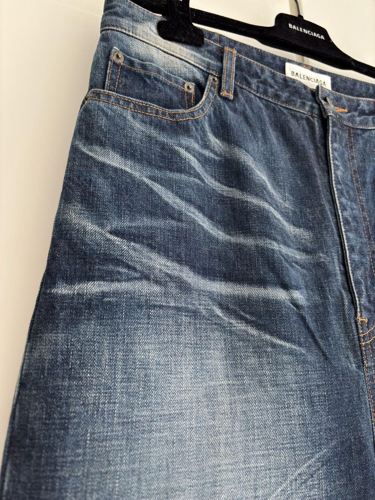 Balenciaga Balenciaga Catwash faded whiskers blue baggy wide-leg jeans Size US 31 - 6 Thumbnail