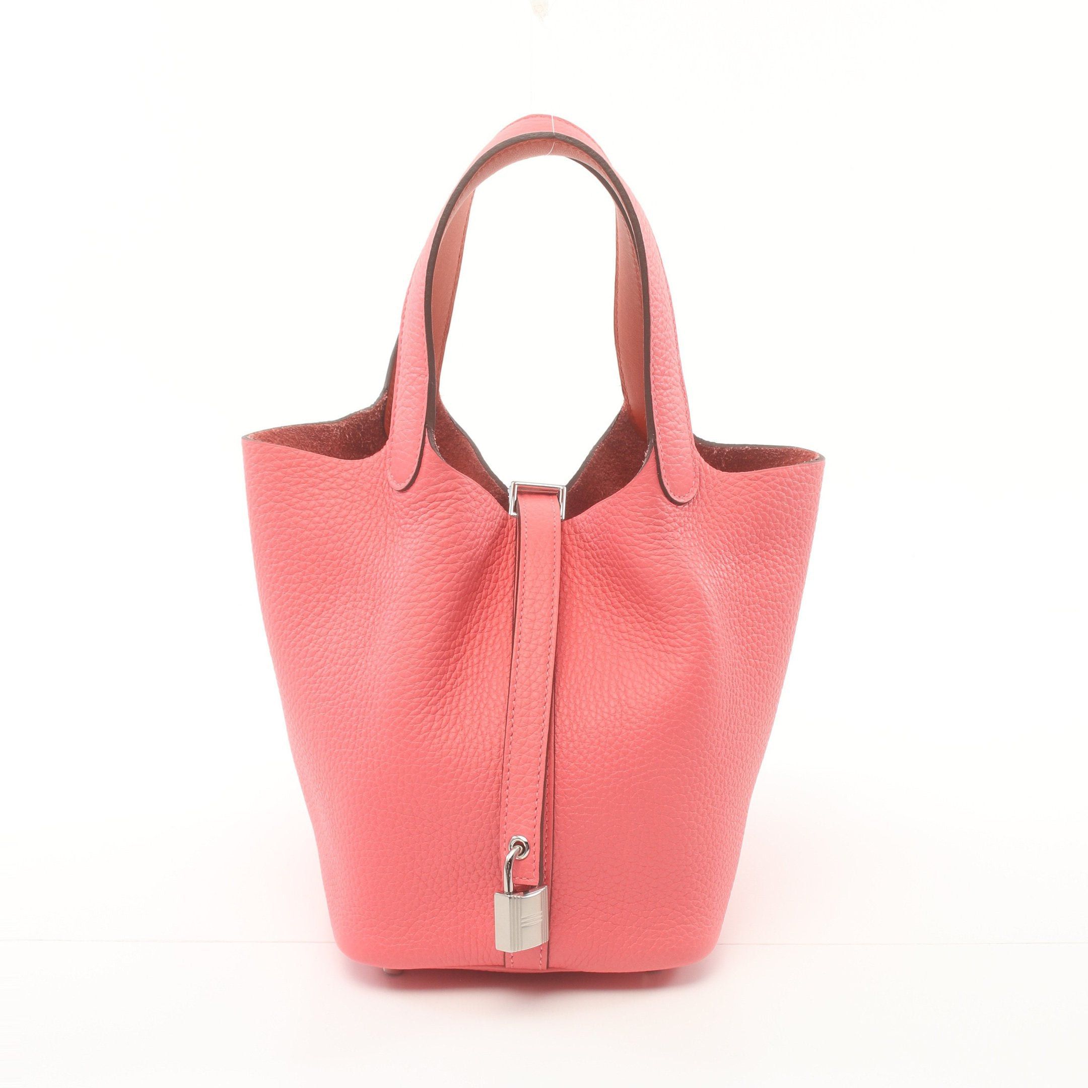 Hermes Hermes Picotan Lock Pm Rose Azalea Handbag Clemence Leather Veau Swift Pink Silver Hardware Y Stamp Size ONE SIZE - 1 Thumbnail