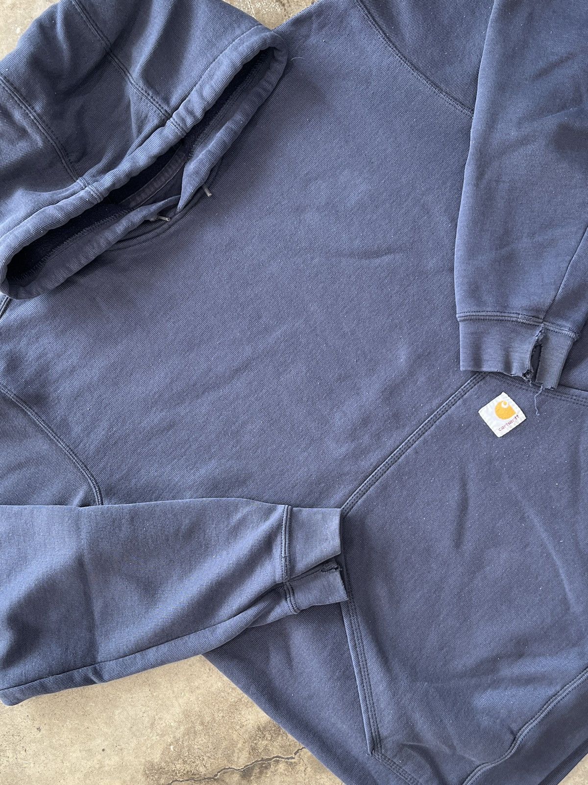 Carhartt Branded Sleeve Navy Hoodie XL