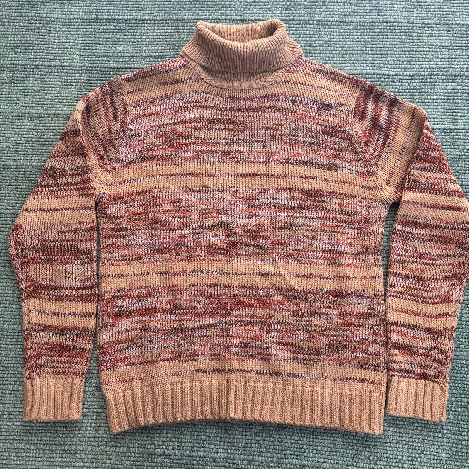 Vintage Vintage 70s striped knit turtleneck acrylic sweater size L Size L / US 10 / IT 46 - 1 Thumbnail