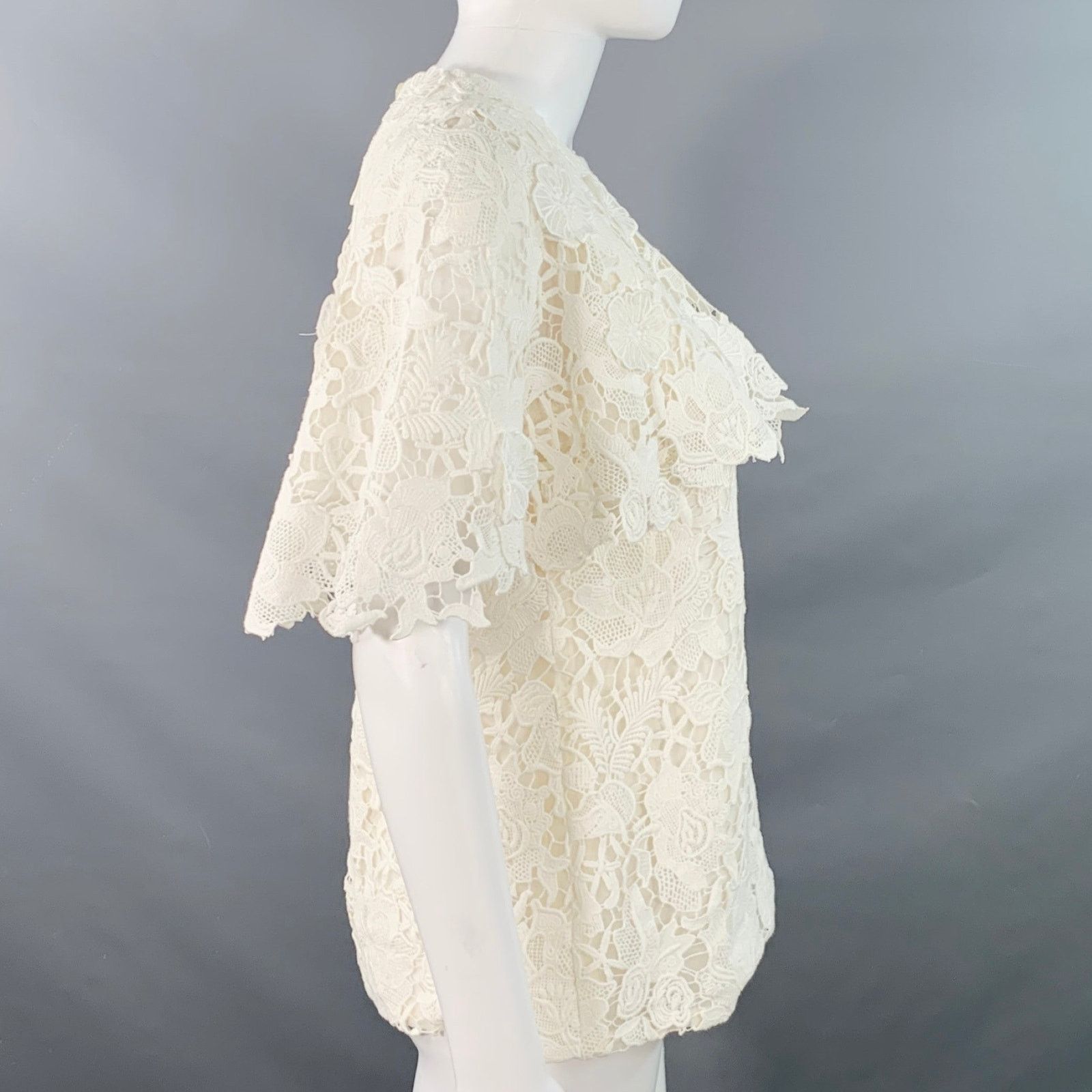 Jason Wu 0 White Guipure Cotton Lace Overlay Blouse Size XS / US 0-2 / IT 36-38 - 3 Thumbnail