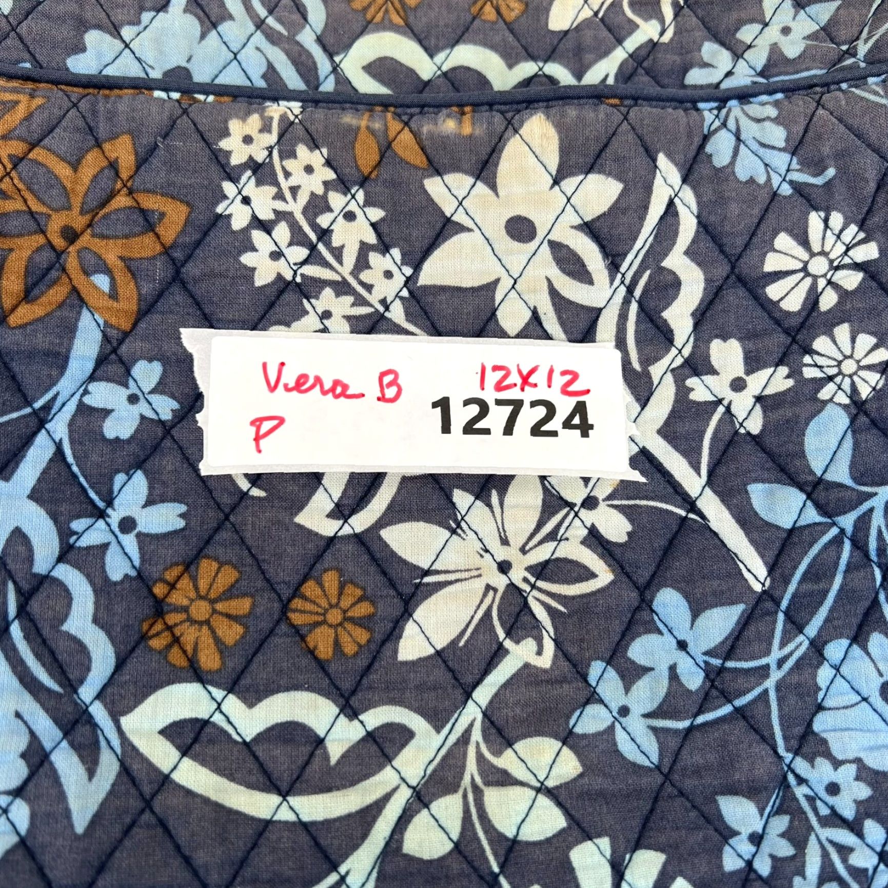 Vintage Vera Bradley Crossbody Quilted Purse Blue Floral 12X12 Medium Women Bag, Blue, All In One Crossbody Size ONE SIZE - 7 Thumbnail
