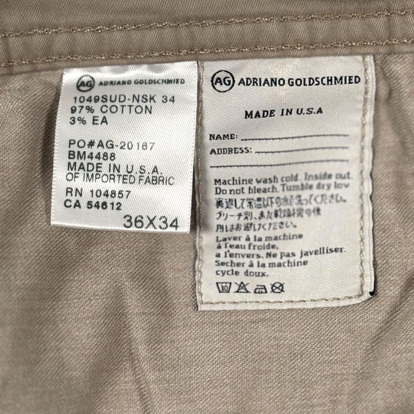 Vintage AG Adriano Goldschmied The Protégé Jeans Mens 37x28 Beige Straight Stretch USA Size US 36 / EU 52 - 6 Thumbnail